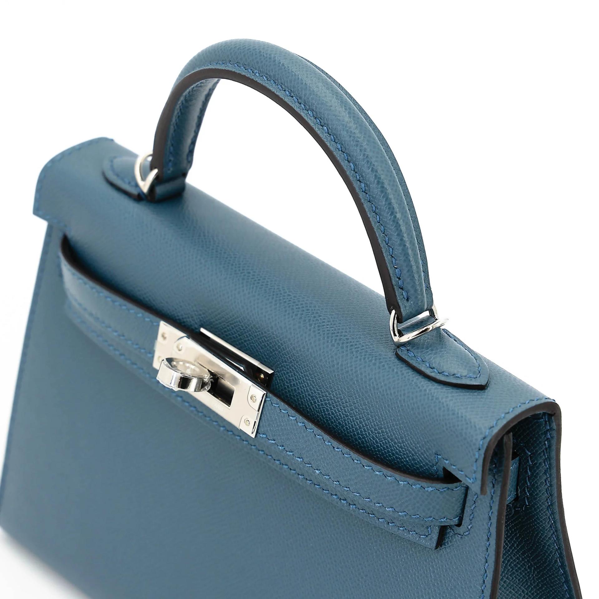 未使用保存品 HERMÈS 爱马仕 Mini Kelly 二代 N7 风暴蓝 Bleu Tempete Madame皮 银扣 K刻 2025年 - 3