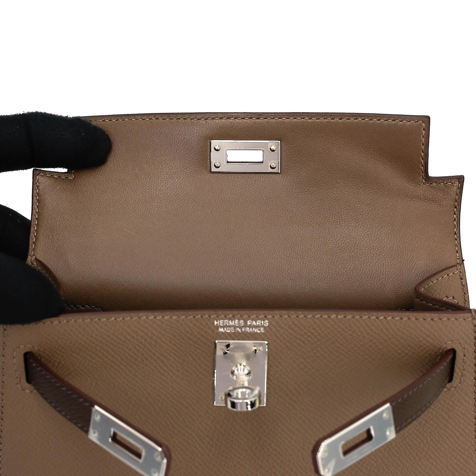未使用保存品 HERMÈS 爱马仕 Mini Kelly 二代 18 大象灰 Etoupe 46 乌木色 Ebene 89 黑色 Noir (Black) Epsom牛皮 银扣 B刻 2023年 - 13