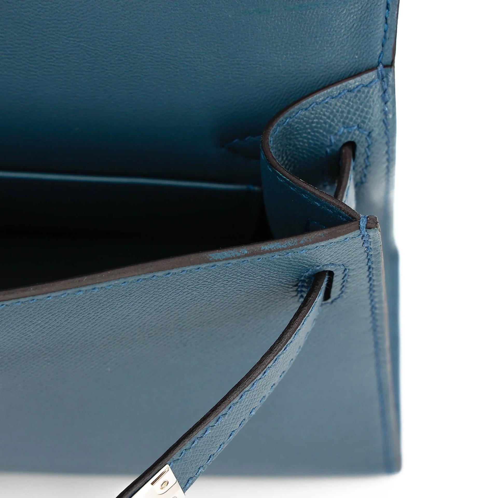 未使用保存品 HERMÈS 爱马仕 Mini Kelly 二代 N7 风暴蓝 Bleu Tempete Madame皮 银扣 K刻 2025年 - 14