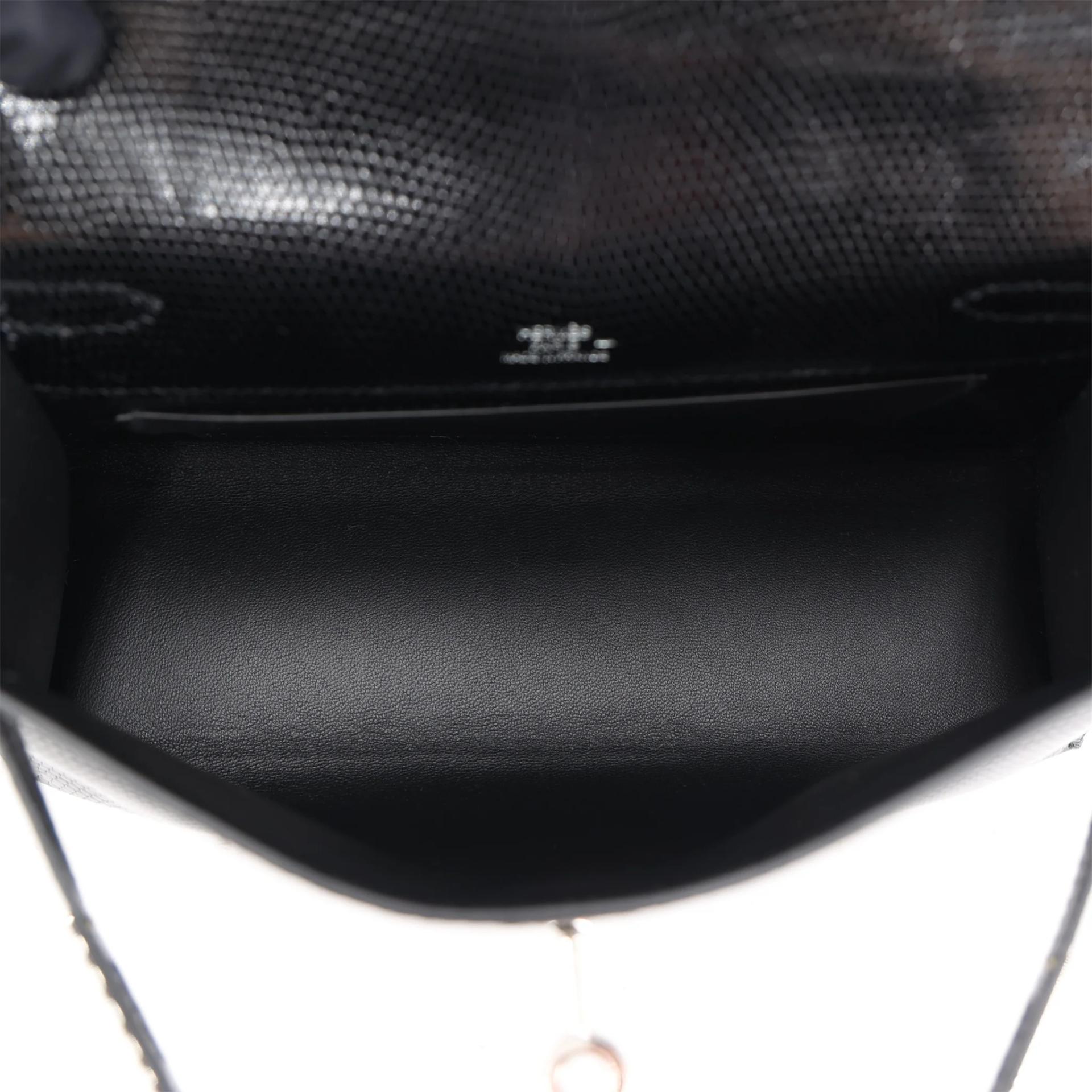未使用保存品 HERMÈS 爱马仕 Kelly Pochette 89 黑色 Noir (Black) 蜥蜴皮 亮面 银扣 W刻 2024年 - 12