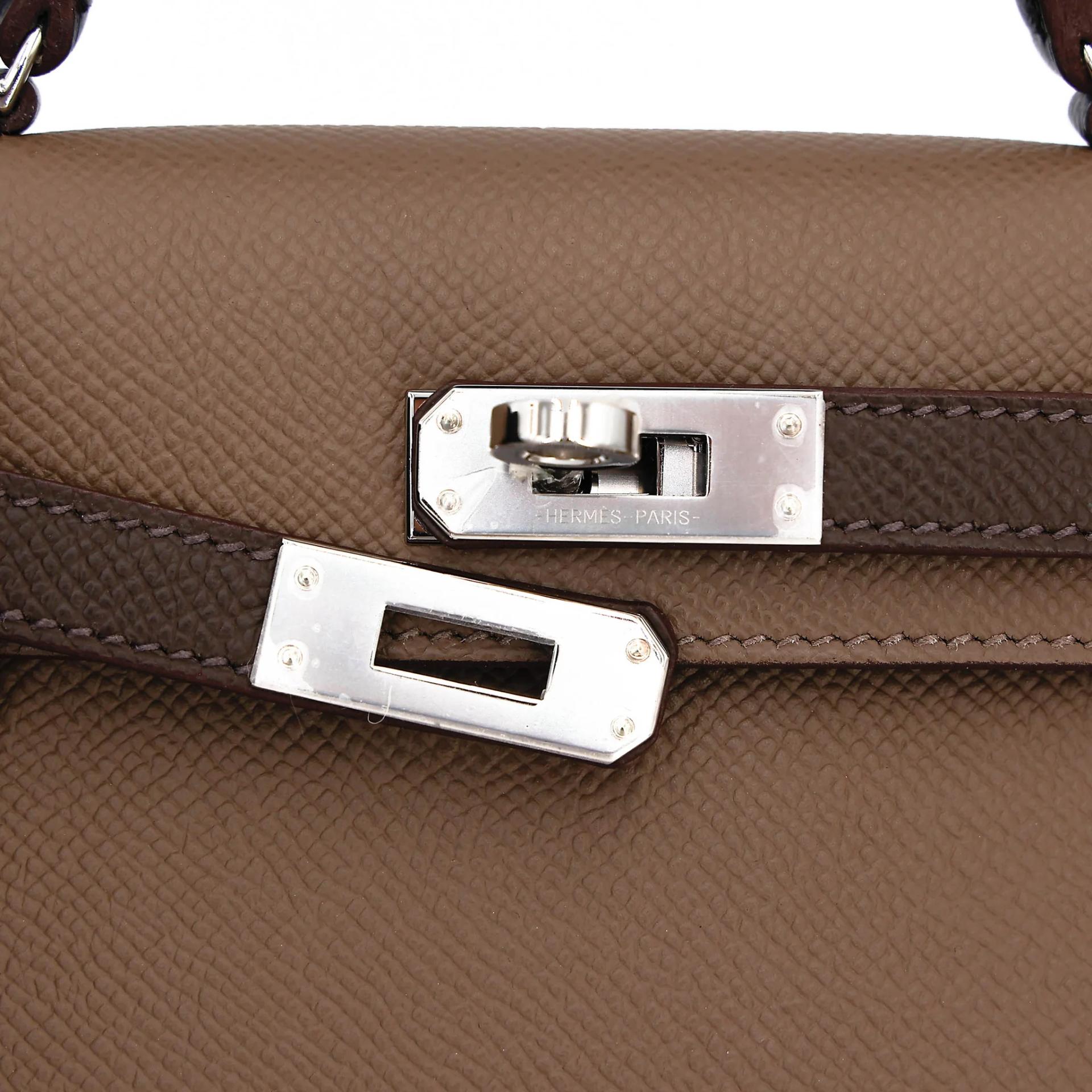 未使用保存品 HERMÈS 爱马仕 Mini Kelly 二代 18 大象灰 Etoupe 46 乌木色 Ebene 89 黑色 Noir (Black) Epsom牛皮 银扣 B刻 2023年 - 8