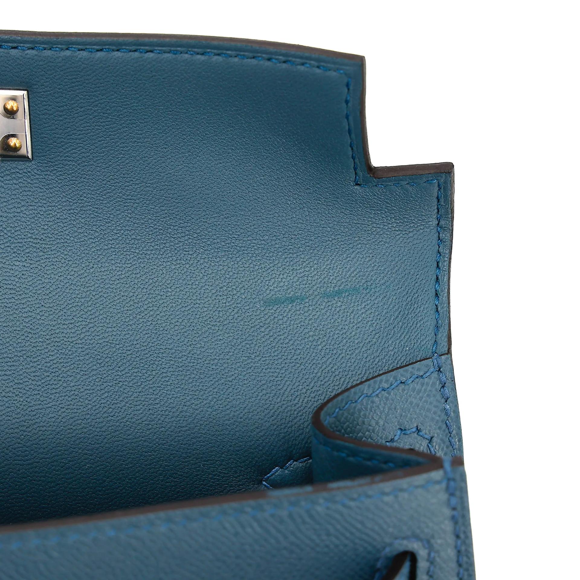 未使用保存品 HERMÈS 爱马仕 Mini Kelly 二代 N7 风暴蓝 Bleu Tempete Madame皮 银扣 K刻 2025年 - 13