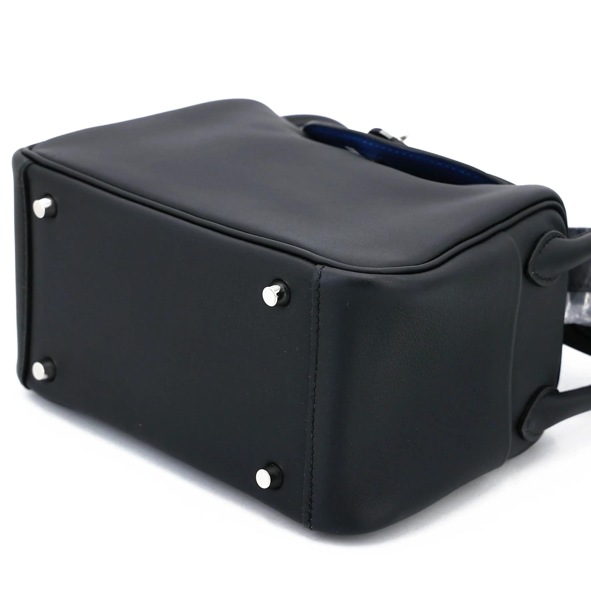 未使用保存品 HERMÈS 爱马仕 Mini Lindy 二代 Verso 89 黑色 Noir (Black) P5 扎染蓝 Bleu Tie Swift牛皮 银扣 K刻 2025年 - 4