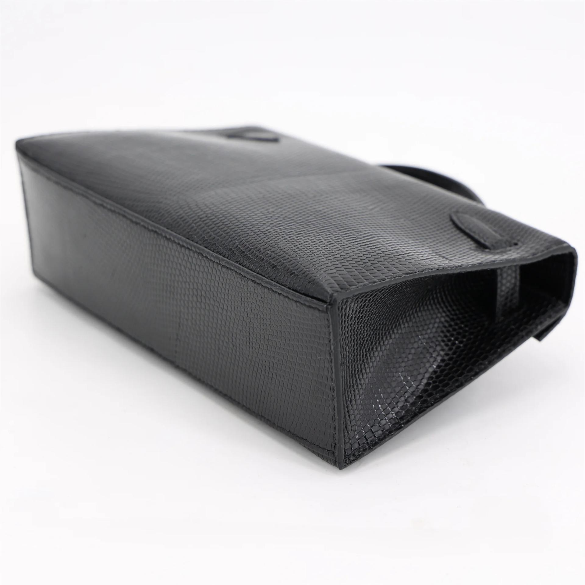 未使用保存品 HERMÈS 爱马仕 Kelly Pochette 89 黑色 Noir (Black) 蜥蜴皮 亮面 银扣 W刻 2024年 - 7