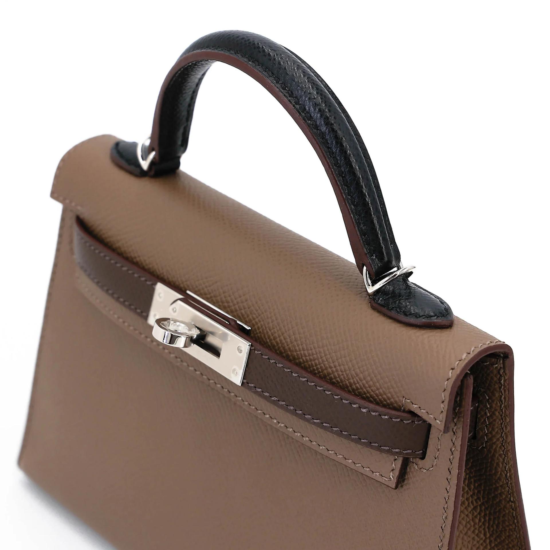 未使用保存品 HERMÈS 爱马仕 Mini Kelly 二代 18 大象灰 Etoupe 46 乌木色 Ebene 89 黑色 Noir (Black) Epsom牛皮 银扣 B刻 2023年 - 3