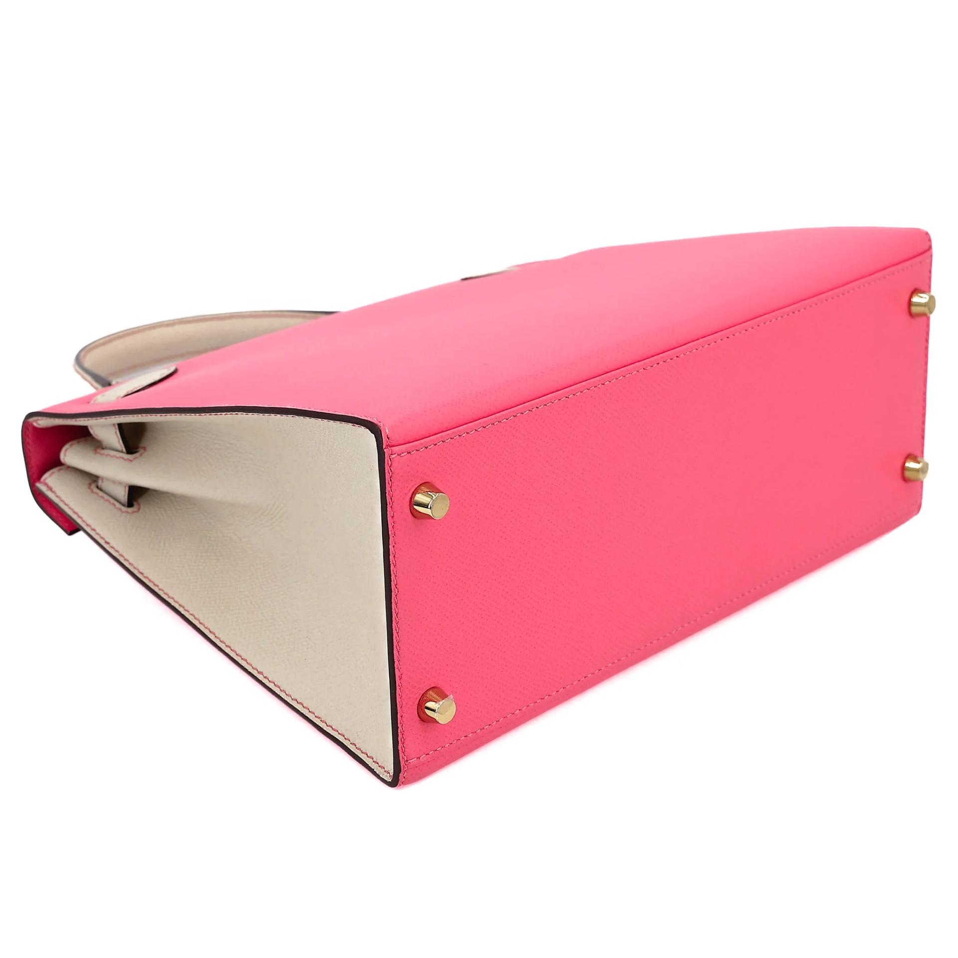 Very Good ( Rank A) HERMÈS Special Order Kelly 28 HSS Rose Azalee (8W) Nata (I2) Epsom Permabrass hardware C (2018) - 7