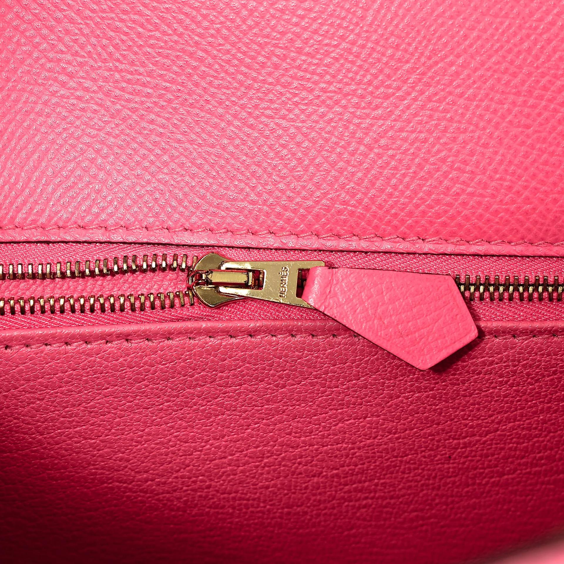 Very Good ( Rank A) HERMÈS Special Order Kelly 28 HSS Rose Azalee (8W) Nata (I2) Epsom Permabrass hardware C (2018) - 25