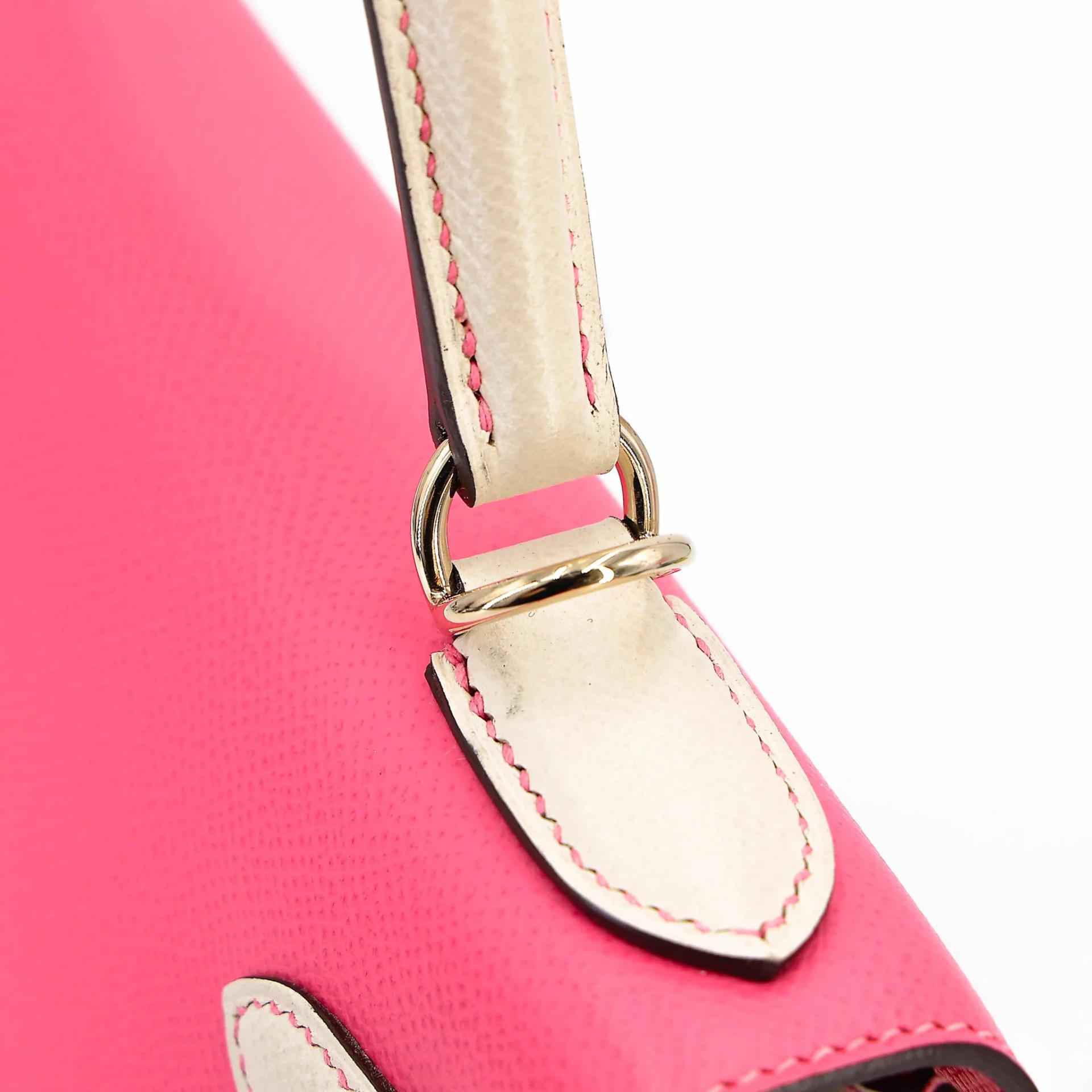 Very Good ( Rank A) HERMÈS Special Order Kelly 28 HSS Rose Azalee (8W) Nata (I2) Epsom Permabrass hardware C (2018) - 15
