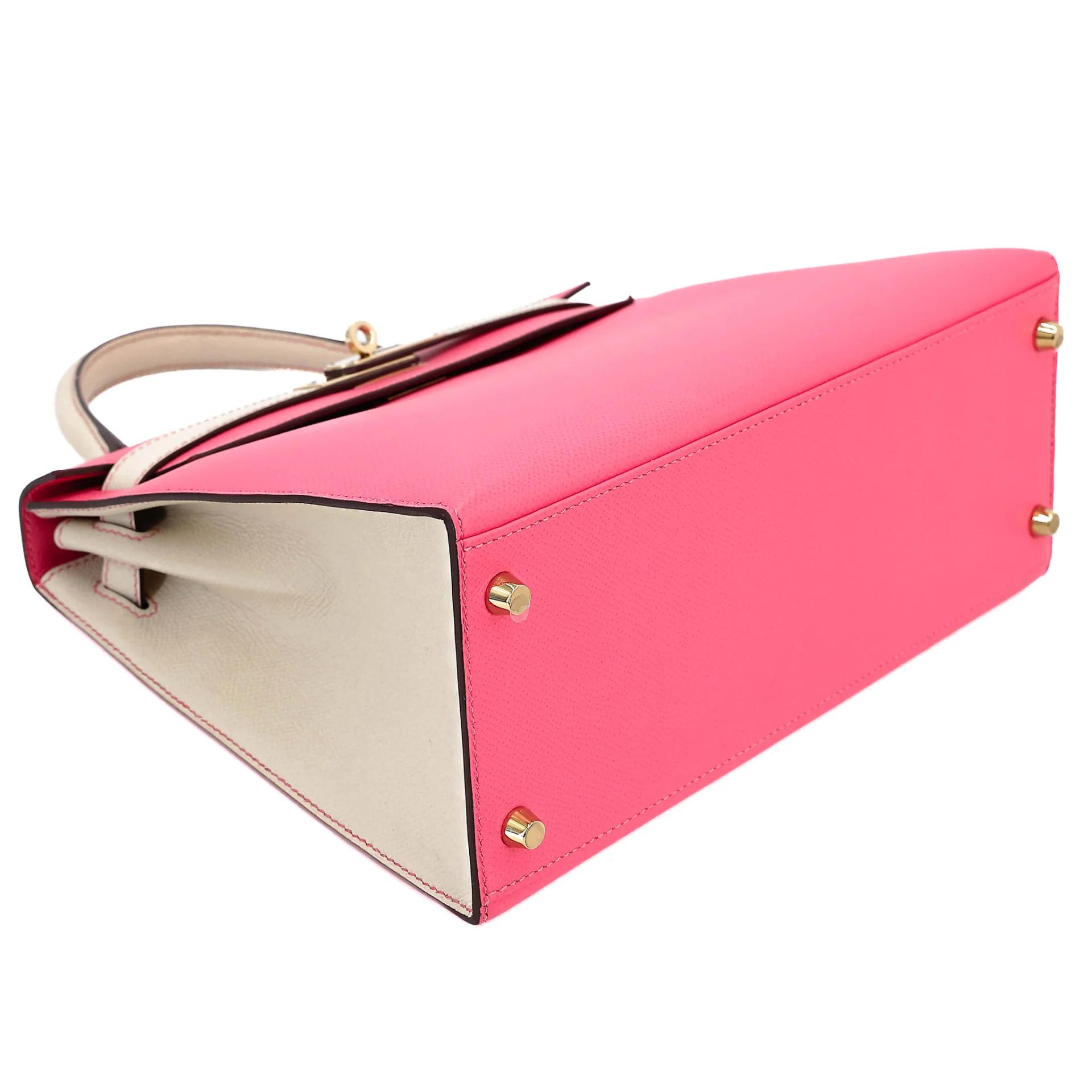 Very Good ( Rank A) HERMÈS Special Order Kelly 28 HSS Rose Azalee (8W) Nata (I2) Epsom Permabrass hardware C (2018) - 5