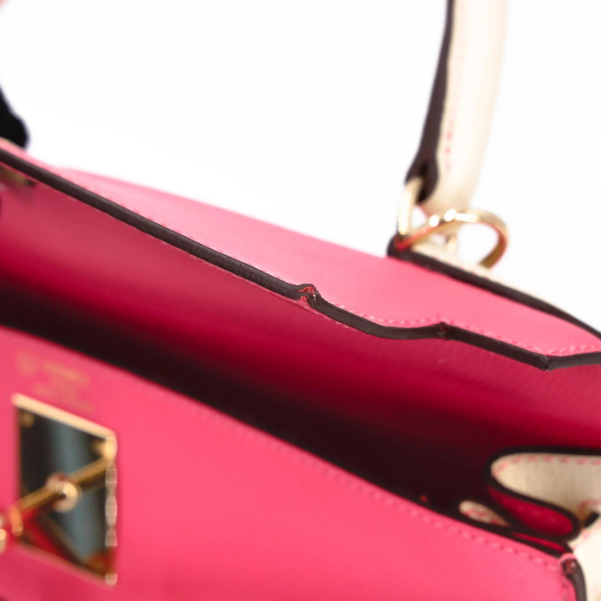 Very Good ( Rank A) HERMÈS Special Order Kelly 28 HSS Rose Azalee (8W) Nata (I2) Epsom Permabrass hardware C (2018) - 16