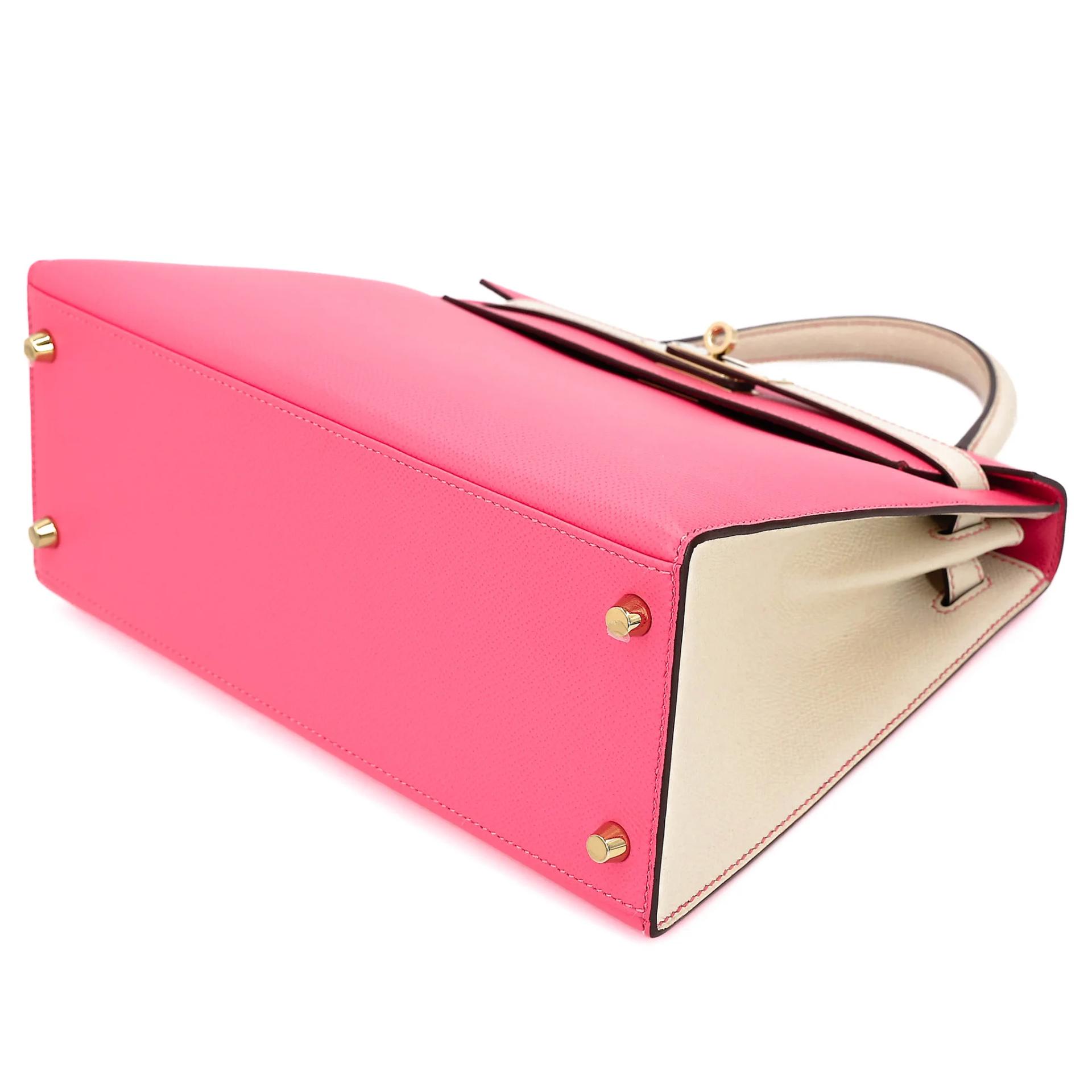 Very Good ( Rank A) HERMÈS Special Order Kelly 28 HSS Rose Azalee (8W) Nata (I2) Epsom Permabrass hardware C (2018) - 4