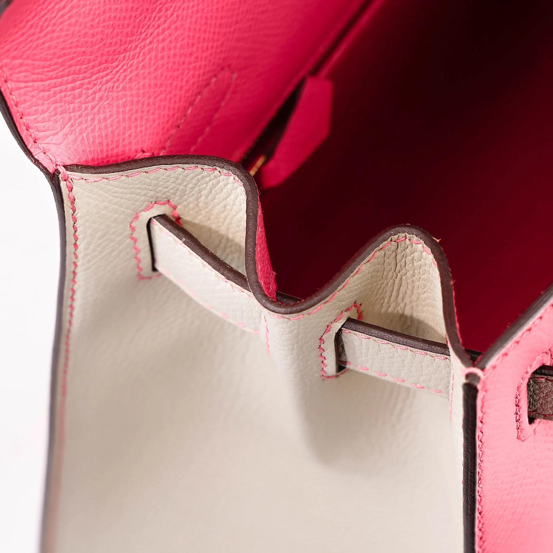 Very Good ( Rank A) HERMÈS Special Order Kelly 28 HSS Rose Azalee (8W) Nata (I2) Epsom Permabrass hardware C (2018) - 31