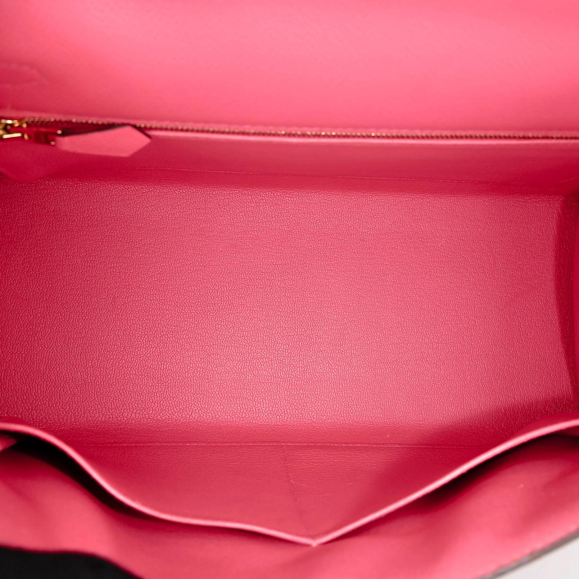 Very Good ( Rank A) HERMÈS Special Order Kelly 28 HSS Rose Azalee (8W) Nata (I2) Epsom Permabrass hardware C (2018) - 32