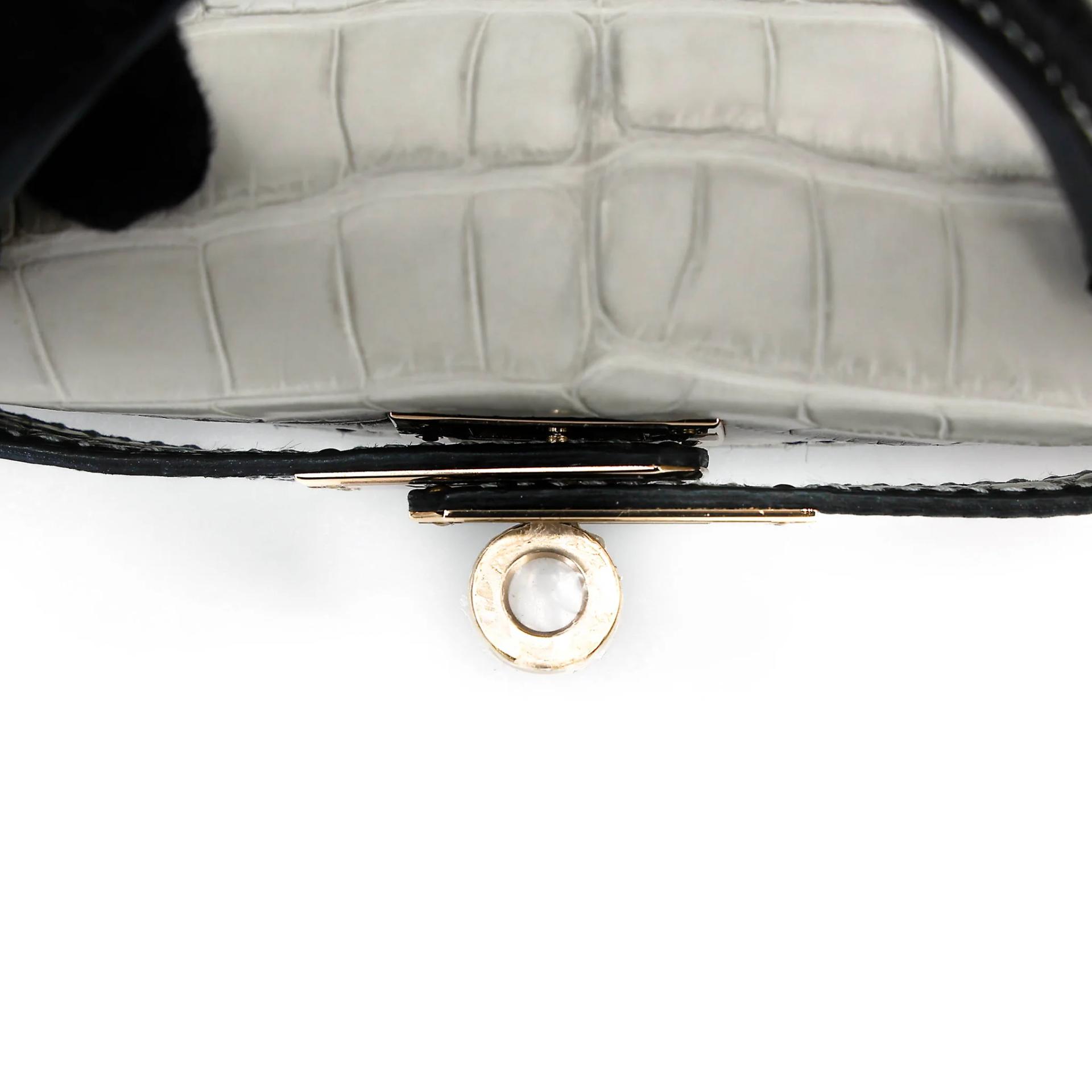 Unused ( Rank NS ) HERMÈS Special Order Mini Kelly II HSS Gris Perle (80) Noir (89) Matte Alligator Permabrass hardware B (2023) - 9