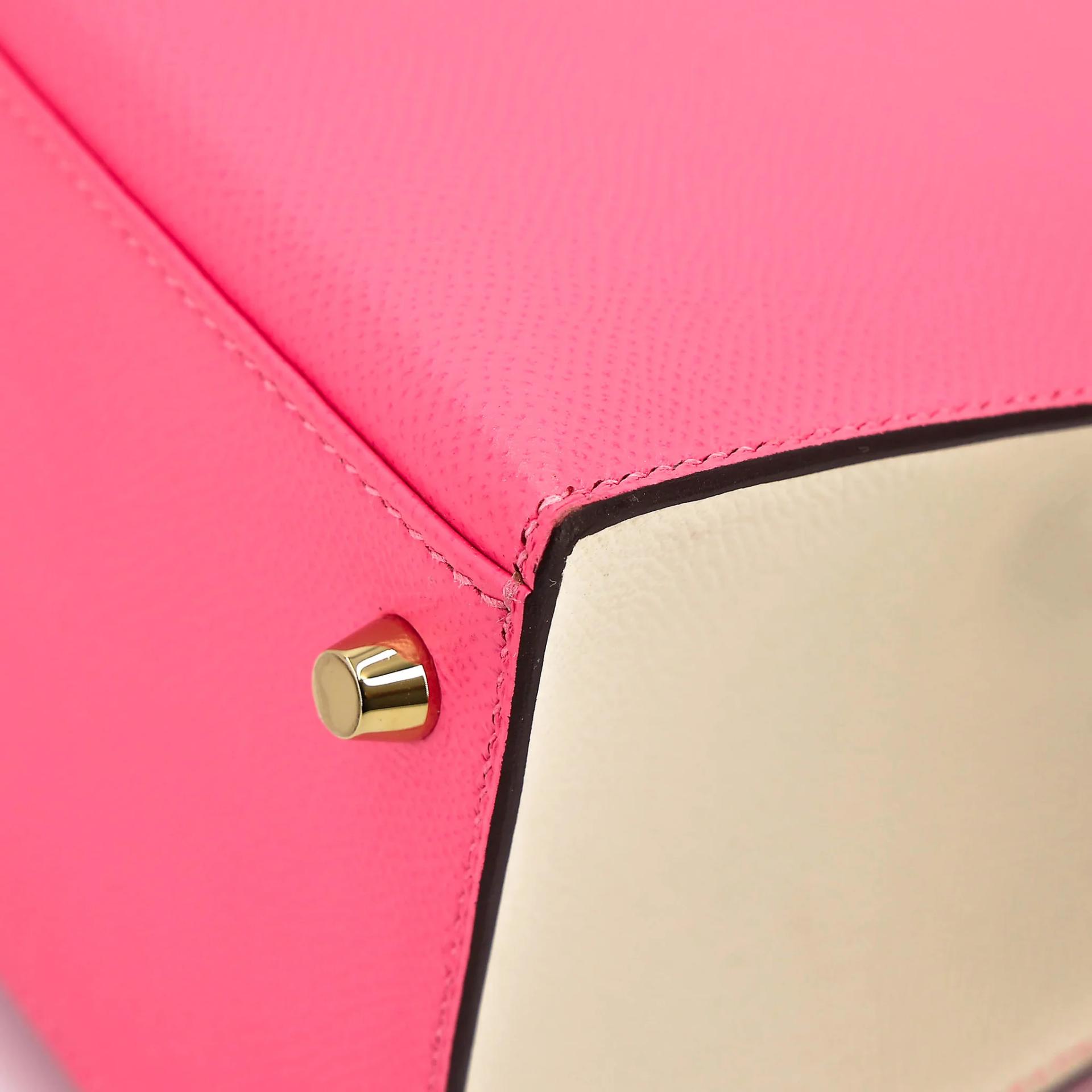 Very Good ( Rank A) HERMÈS Special Order Kelly 28 HSS Rose Azalee (8W) Nata (I2) Epsom Permabrass hardware C (2018) - 10