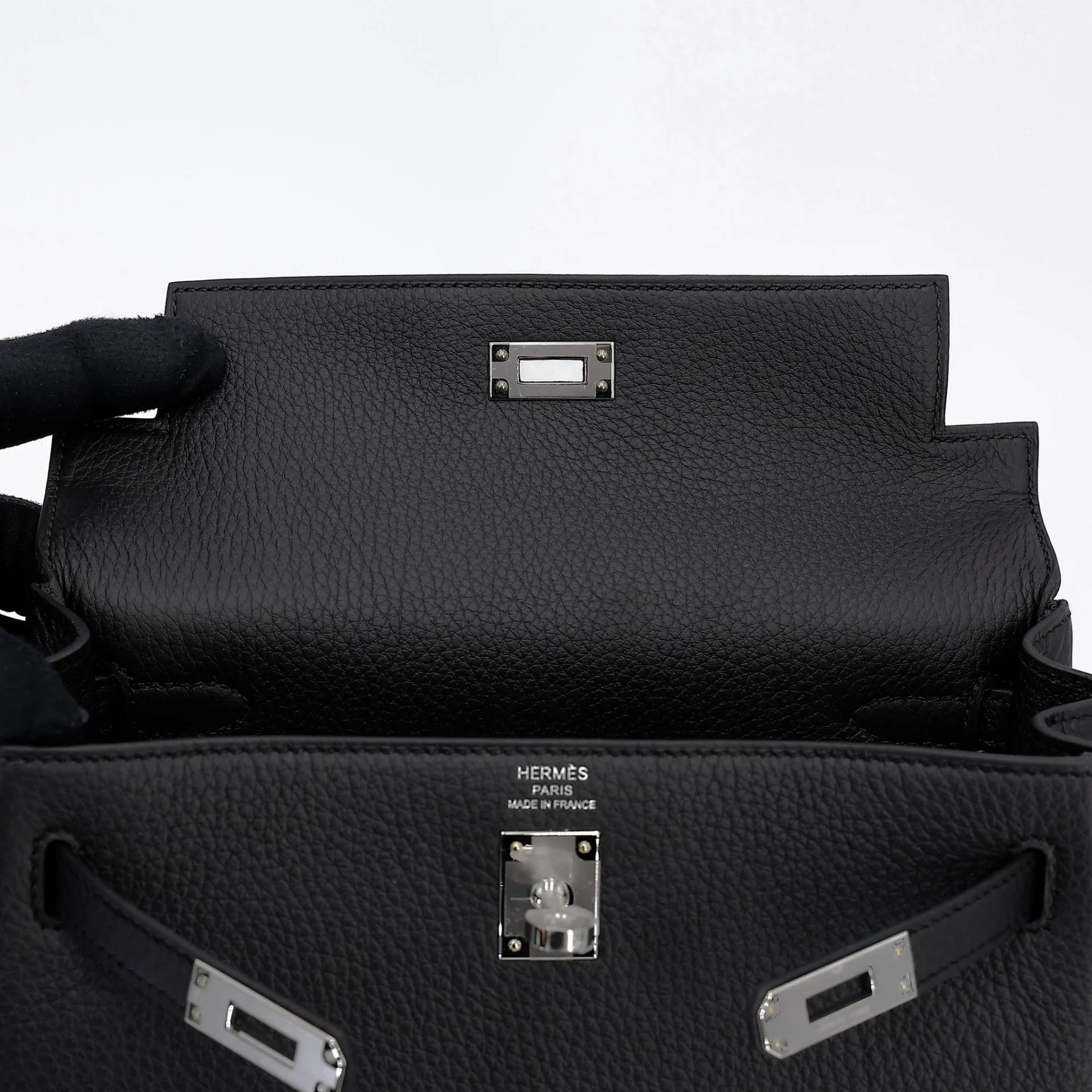 Brand New ( Rank N ) HERMÈS Kelly 25 Noir (89) Togo Palladium hardware G (2026) - 12