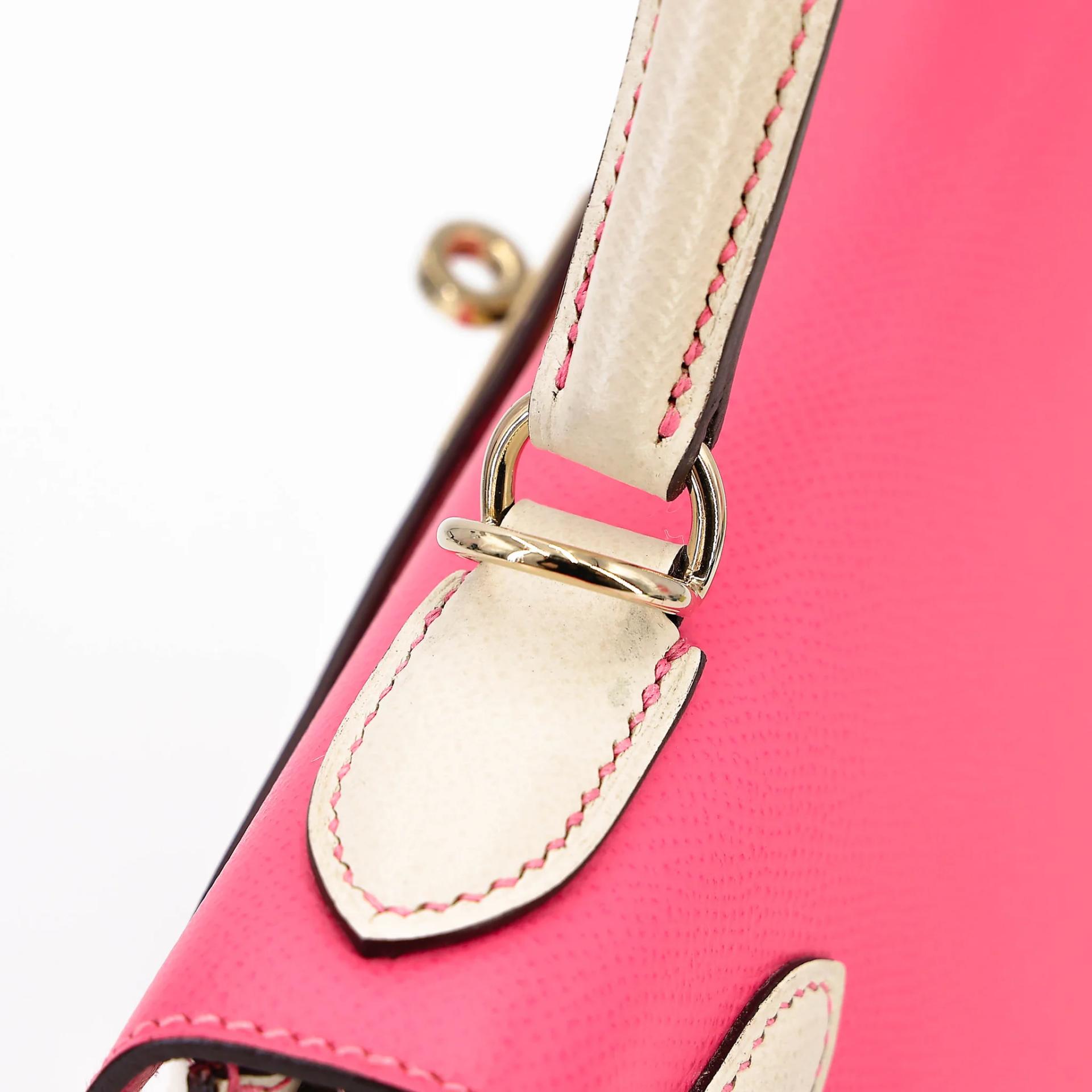 Very Good ( Rank A) HERMÈS Special Order Kelly 28 HSS Rose Azalee (8W) Nata (I2) Epsom Permabrass hardware C (2018) - 14