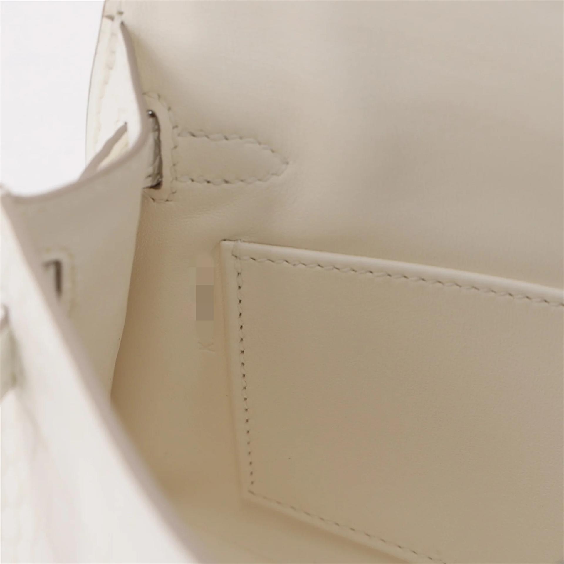 ランク N 新品 HERMÈS エルメス ミニケリー2 シャンティ クレーム (Q3) クロコダイル アリゲーター マット シルバー金具 K刻印 (2025) - 14