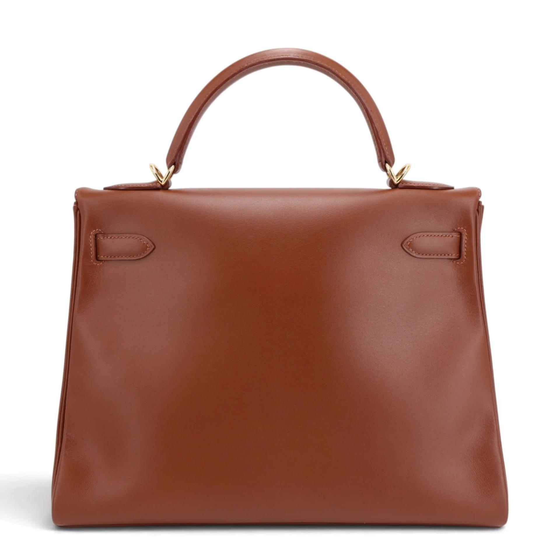 ランク A HERMÈS エルメス ケリー32 キャラメル (28) ボックスカーフ ゴールド金具 □F刻印 (2002) - 2