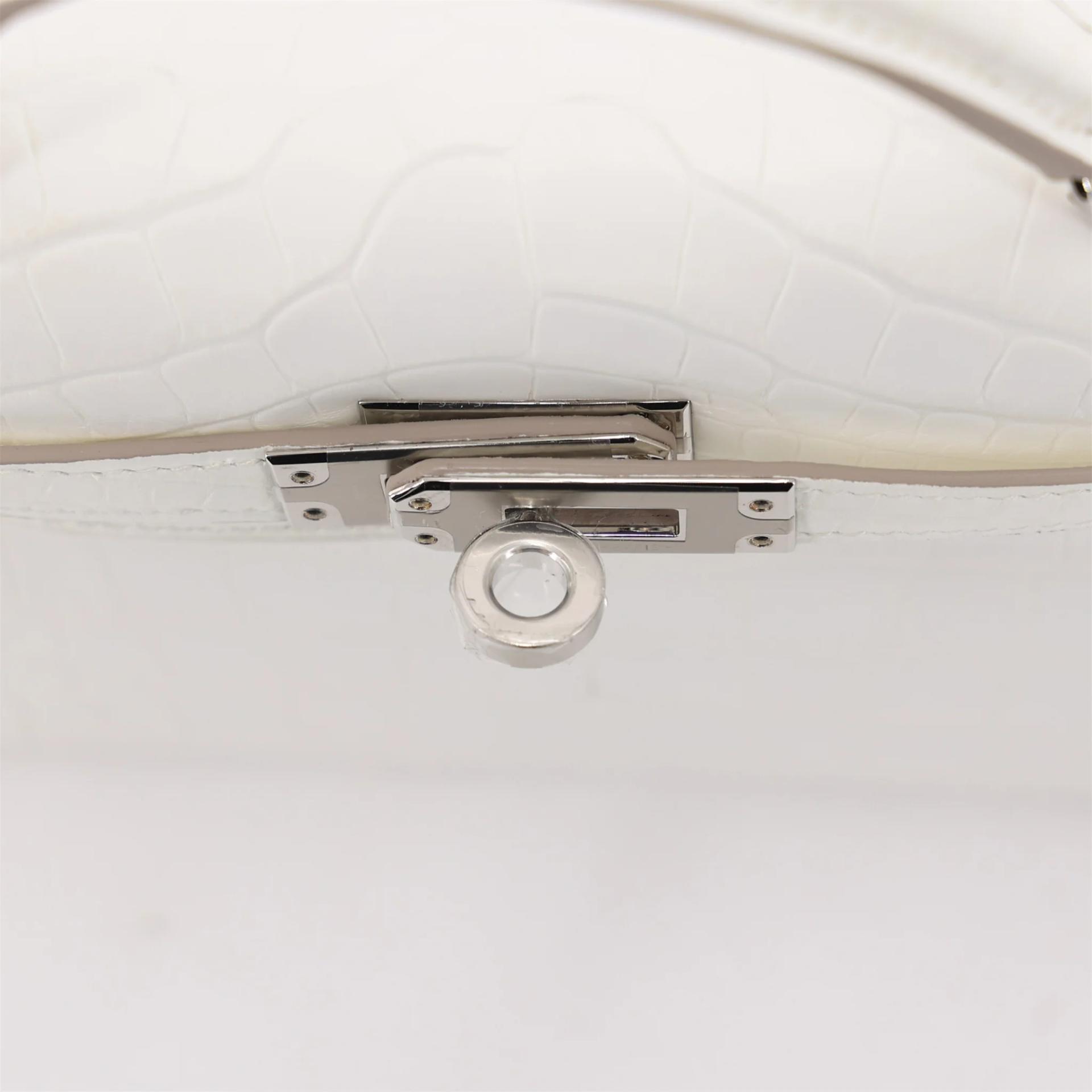 ランク N 新品 HERMÈS エルメス ミニケリー2 シャンティ クレーム (Q3) クロコダイル アリゲーター マット シルバー金具 K刻印 (2025) - 9