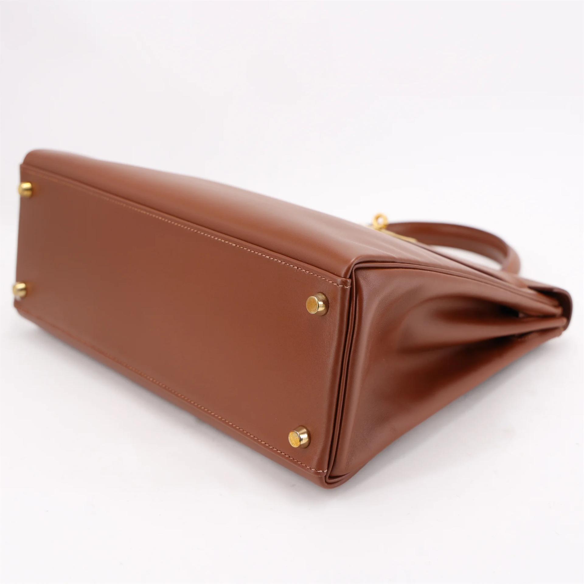 ランク A HERMÈS エルメス ケリー32 キャラメル (28) ボックスカーフ ゴールド金具 □F刻印 (2002) - 6
