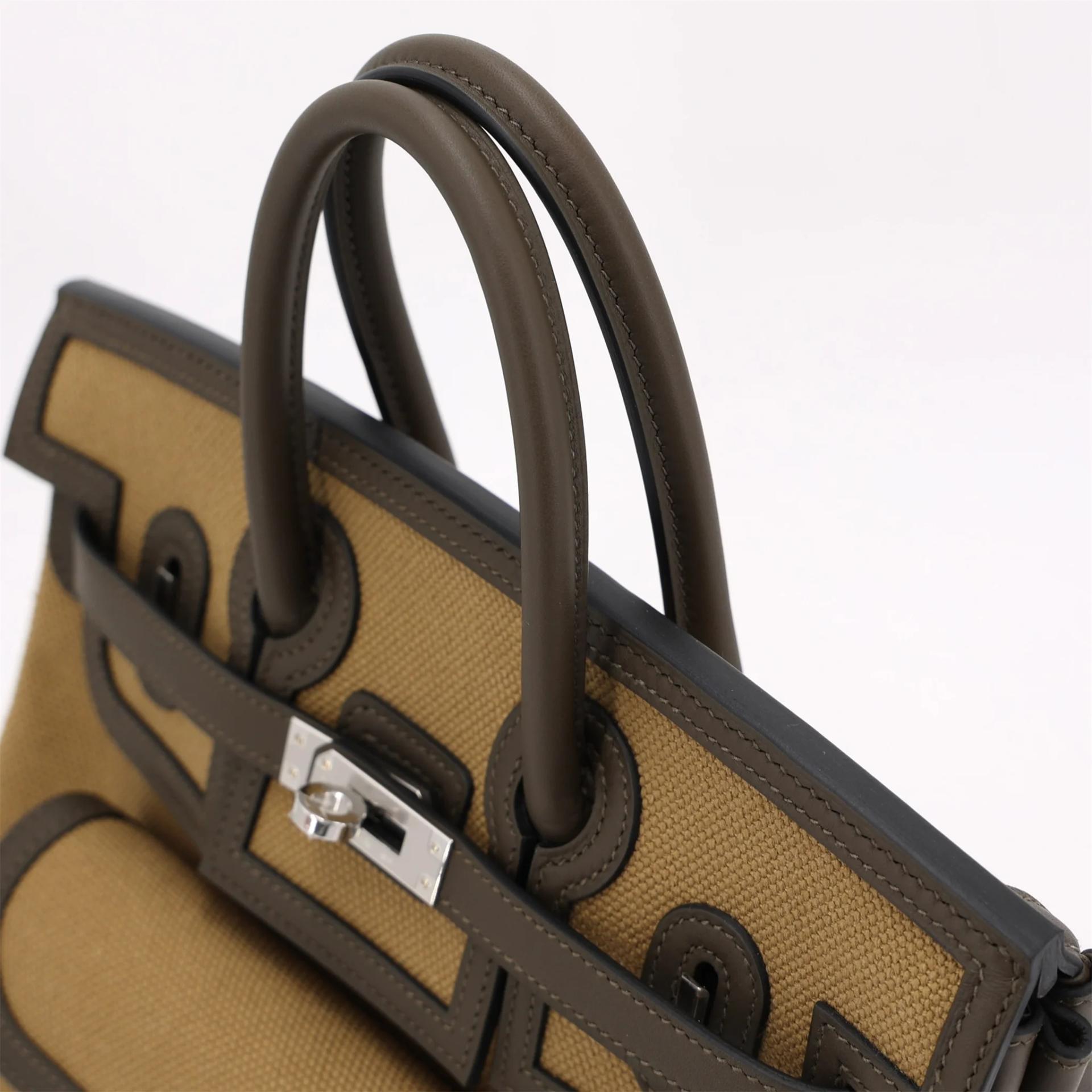 ランク N 新品 HERMÈS エルメス 限定品 バーキン 25 カーゴ ヴェールローデン (V8) デューン トワルゴエラン シルバー金具 G刻印 (2026) - 3