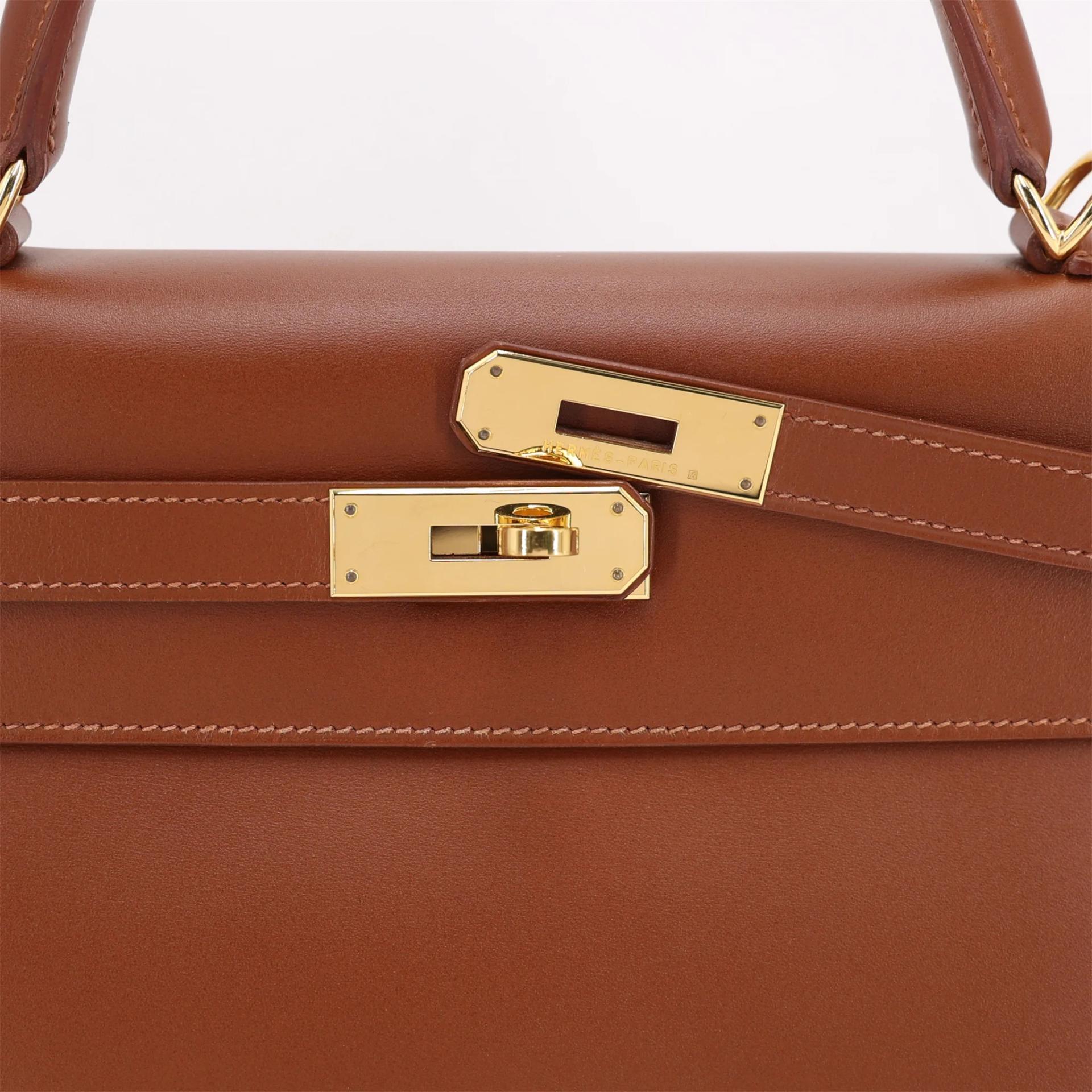 ランク A HERMÈS エルメス ケリー32 キャラメル (28) ボックスカーフ ゴールド金具 □F刻印 (2002) - 9