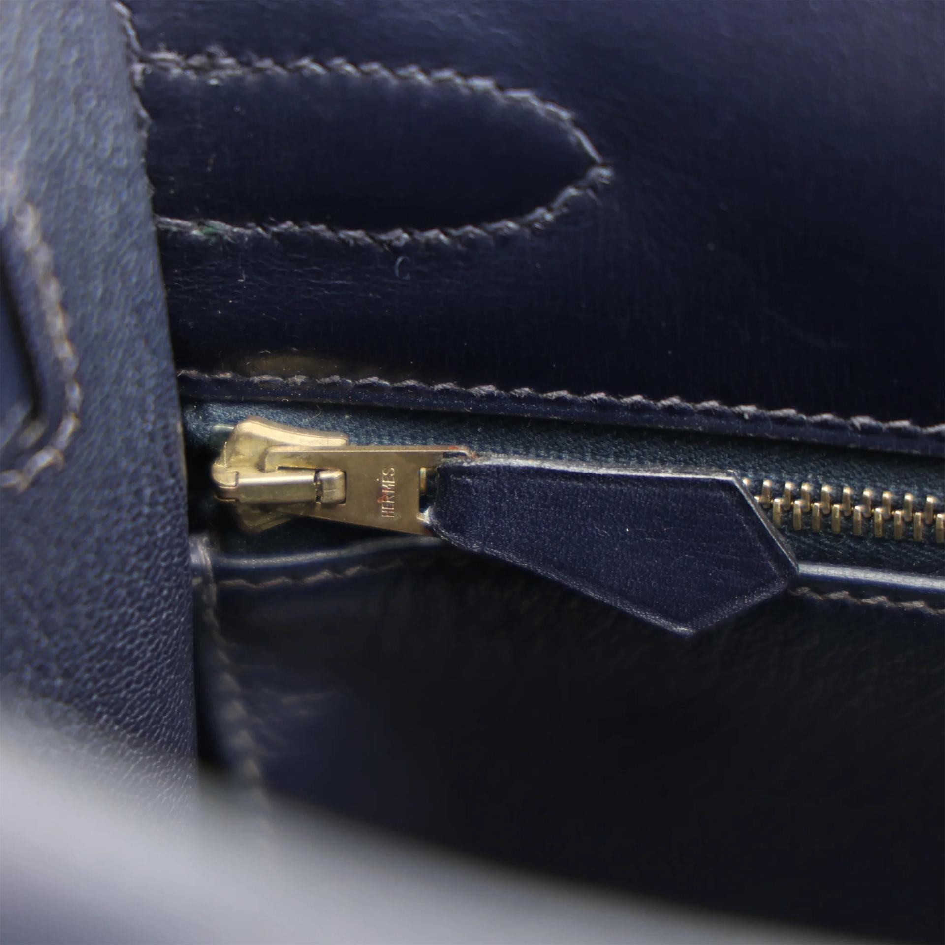 ランク A HERMÈS エルメス ケリー32 セリエ ブルーネイビー (7U) ボックスカーフ ゴールド金具 □M刻印 (2009) - 17