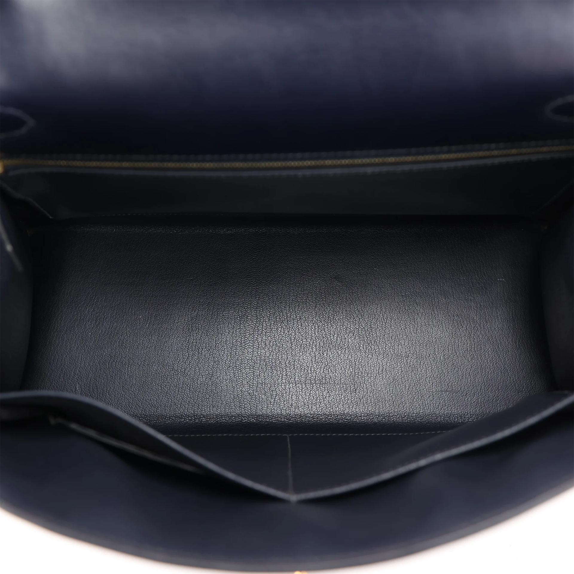 ランク A HERMÈS エルメス ケリー32 セリエ ブルーネイビー (7U) ボックスカーフ ゴールド金具 □M刻印 (2009) - 14