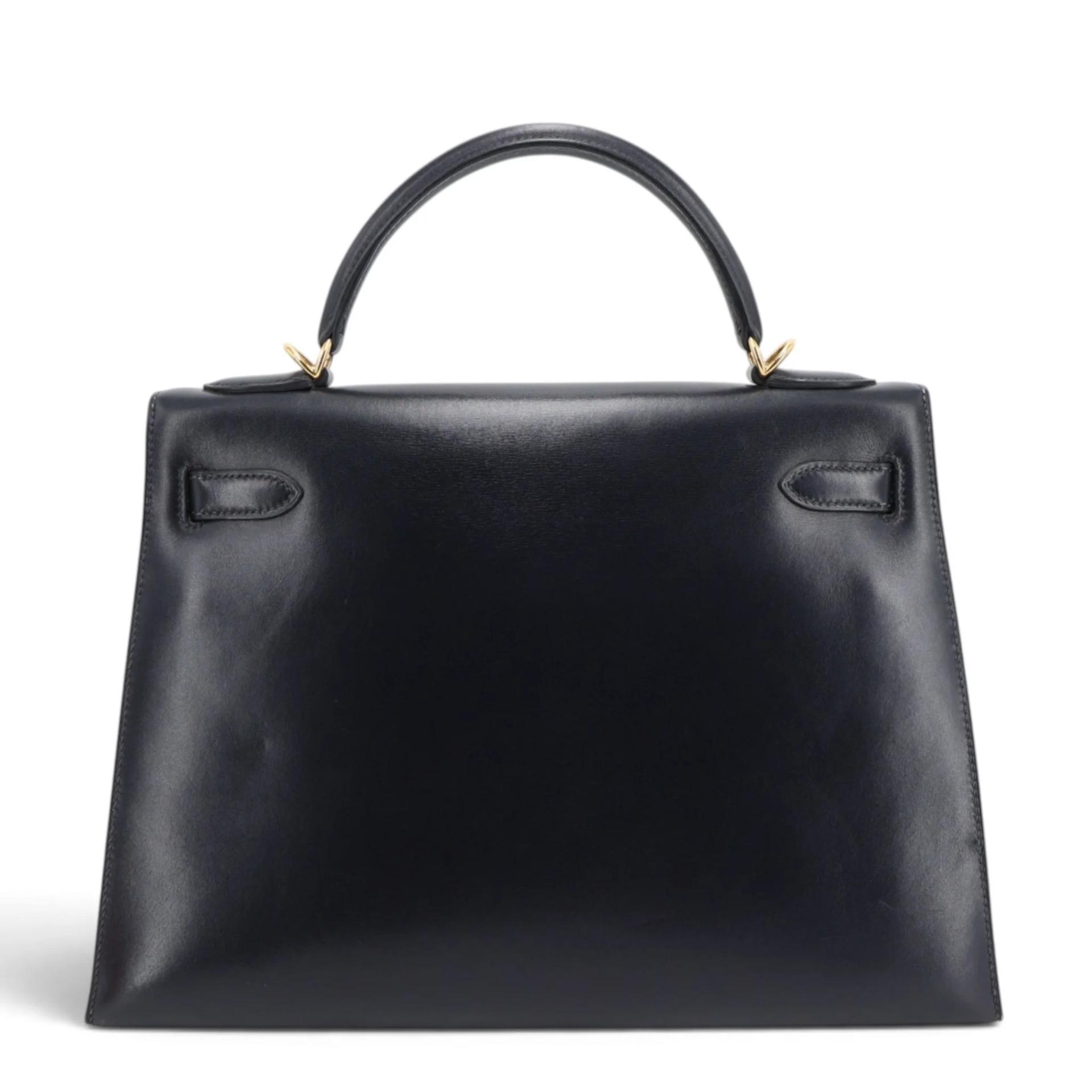 ランク A HERMÈS エルメス ケリー32 セリエ ブルーネイビー (7U) ボックスカーフ ゴールド金具 □M刻印 (2009) - 2