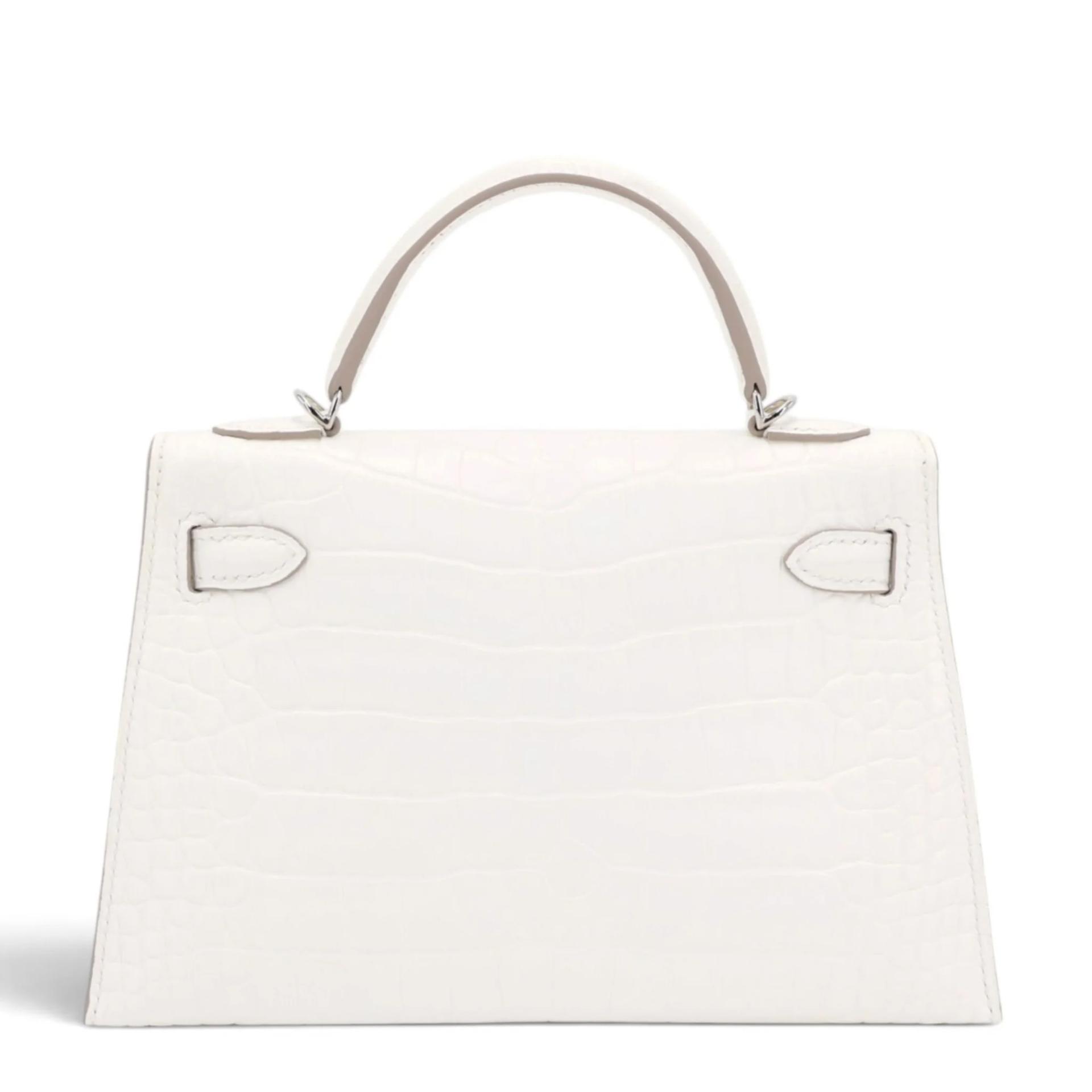 ランク N 新品 HERMÈS エルメス ミニケリー2 シャンティ クレーム (Q3) クロコダイル アリゲーター マット シルバー金具 K刻印 (2025) - 2