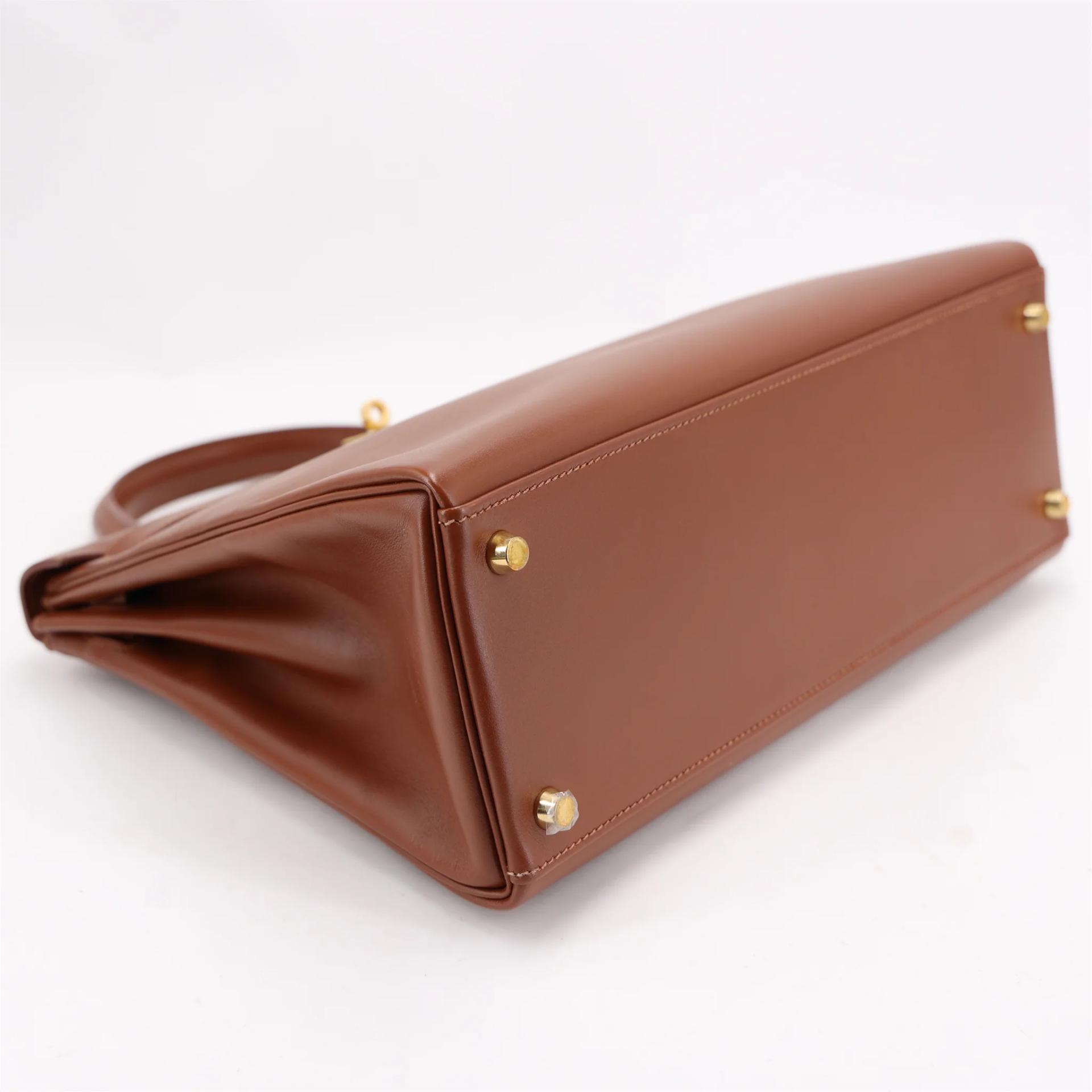 ランク A HERMÈS エルメス ケリー32 キャラメル (28) ボックスカーフ ゴールド金具 □F刻印 (2002) - 5