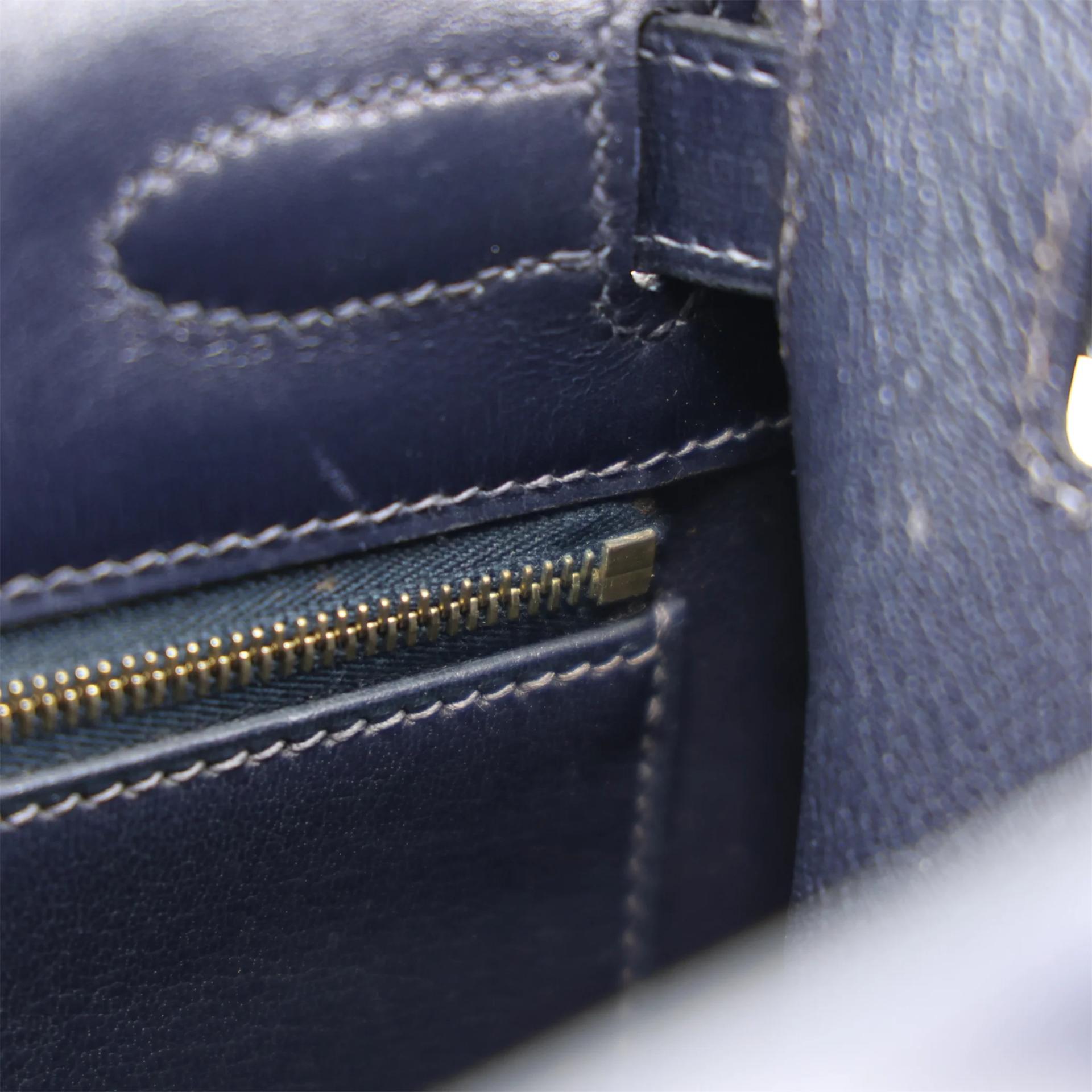 ランク A HERMÈS エルメス ケリー32 セリエ ブルーネイビー (7U) ボックスカーフ ゴールド金具 □M刻印 (2009) - 18