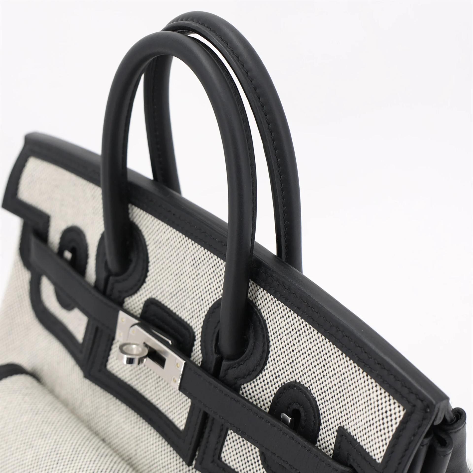 Brand New ( Rank N ) HERMÈS Limited Edition Birkin Cargo 25 Noir (89) Ecru Toile H canvas Swift Palladium hardware K (2025) - 3