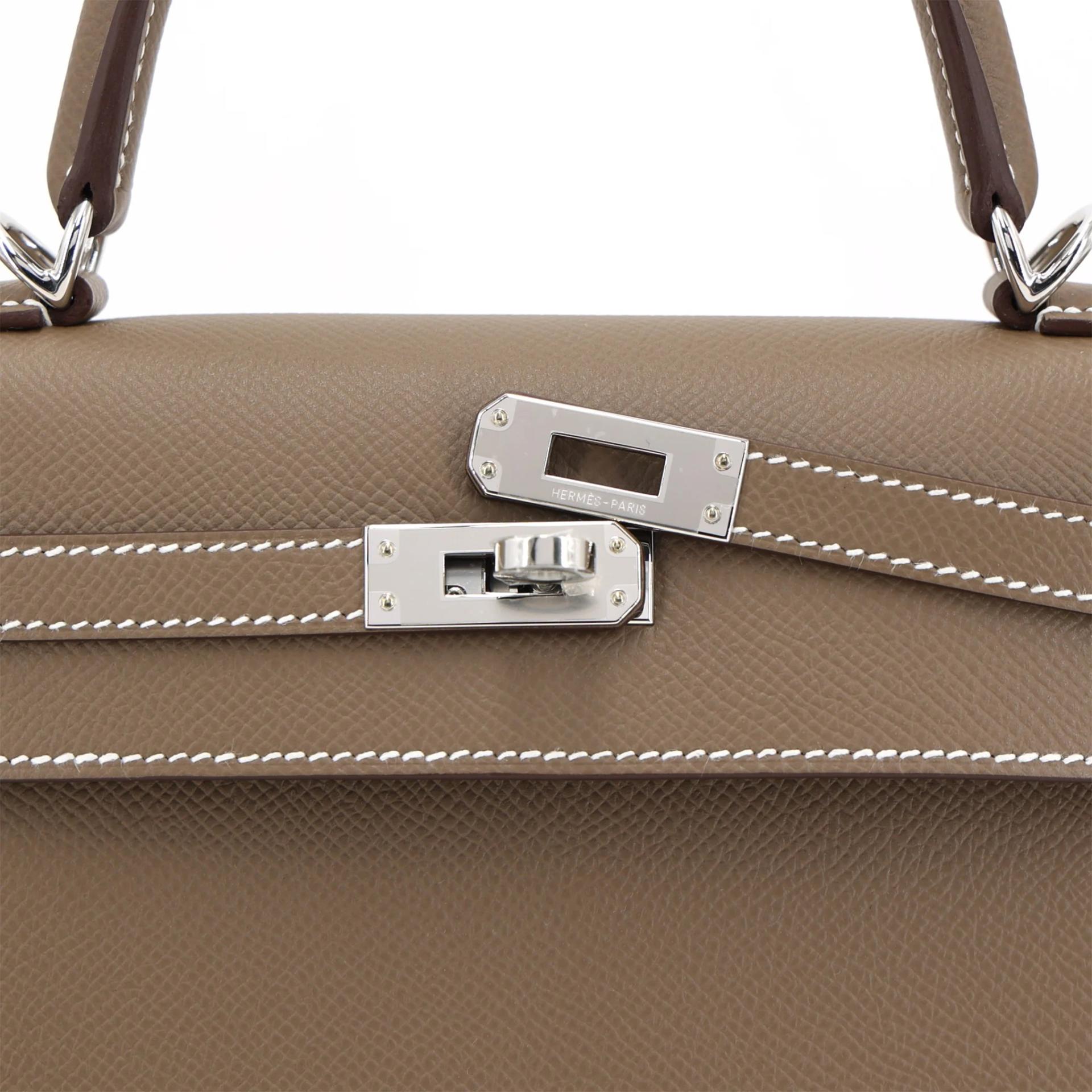 Brand New ( Rank N ) HERMÈS Kelly 25 Sellier Etoupe (18) Epsom Palladium hardware G (2026) - 8