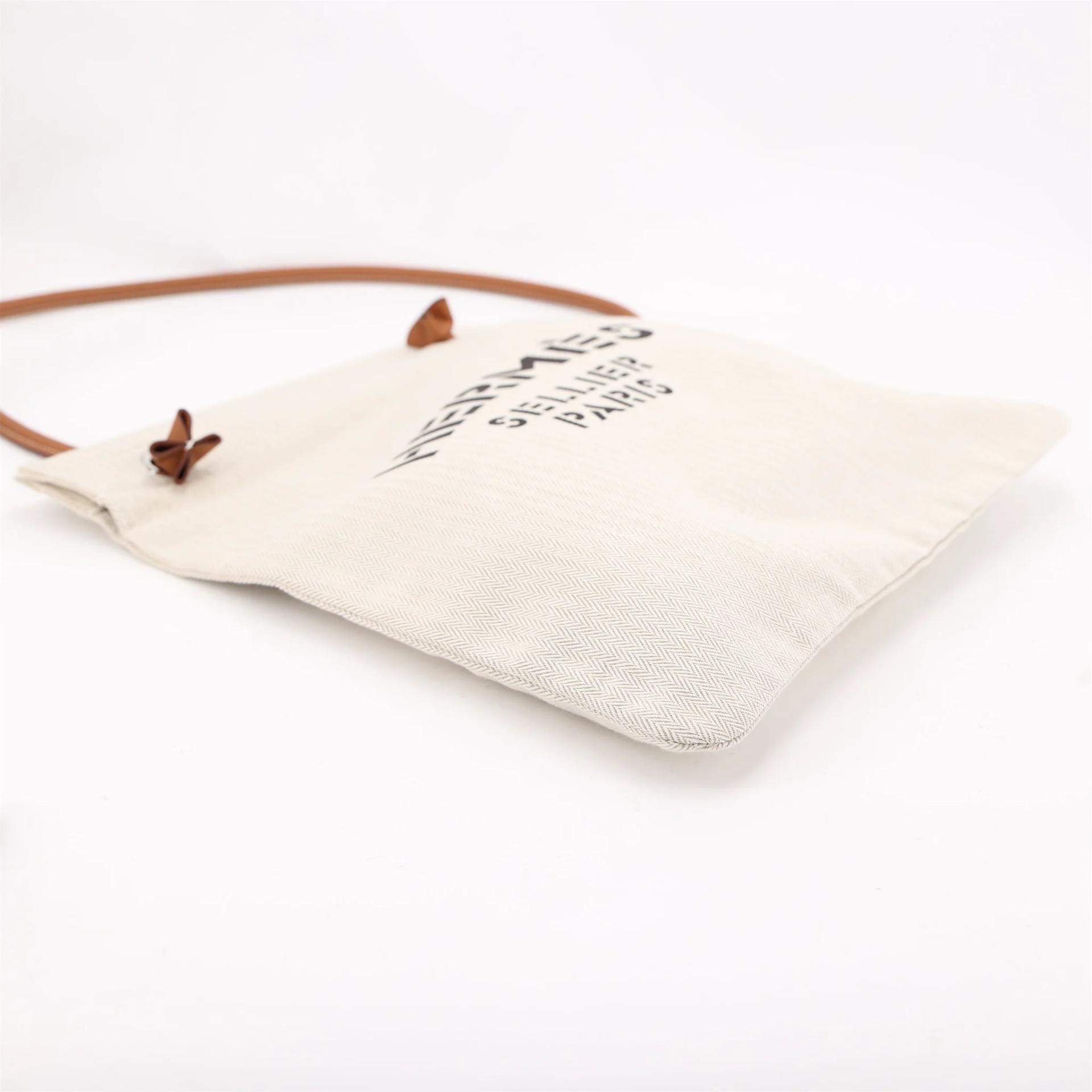Unused ( Rank NS ) HERMÈS Aline Grooming Bag Gold (37) Craie (10) Canvas Swift Palladium hardware K (2025) - 4
