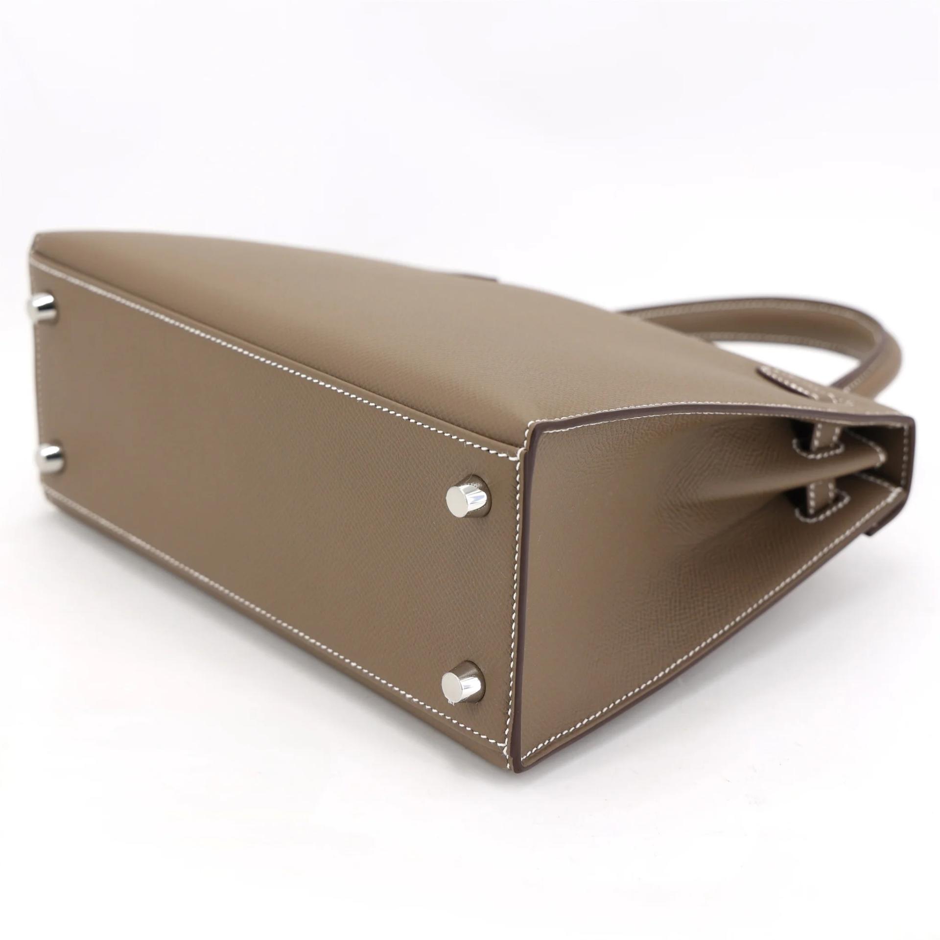 Brand New ( Rank N ) HERMÈS Kelly 25 Sellier Etoupe (18) Epsom Palladium hardware G (2026) - 7