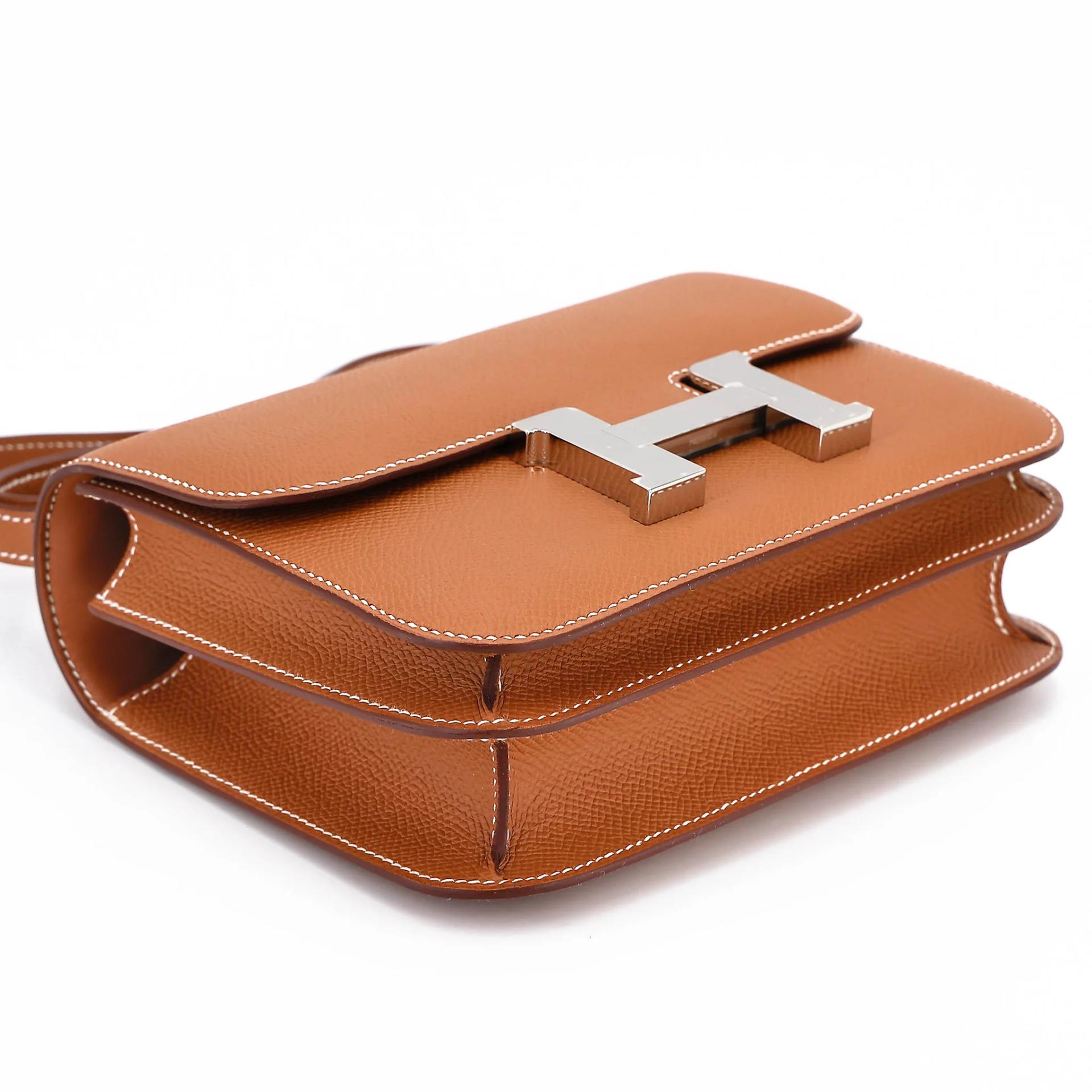 Brand New ( Rank N ) HERMÈS Constance Mini 19 Mirror Gold (37) Epsom Palladium hardware G (2026) - 5