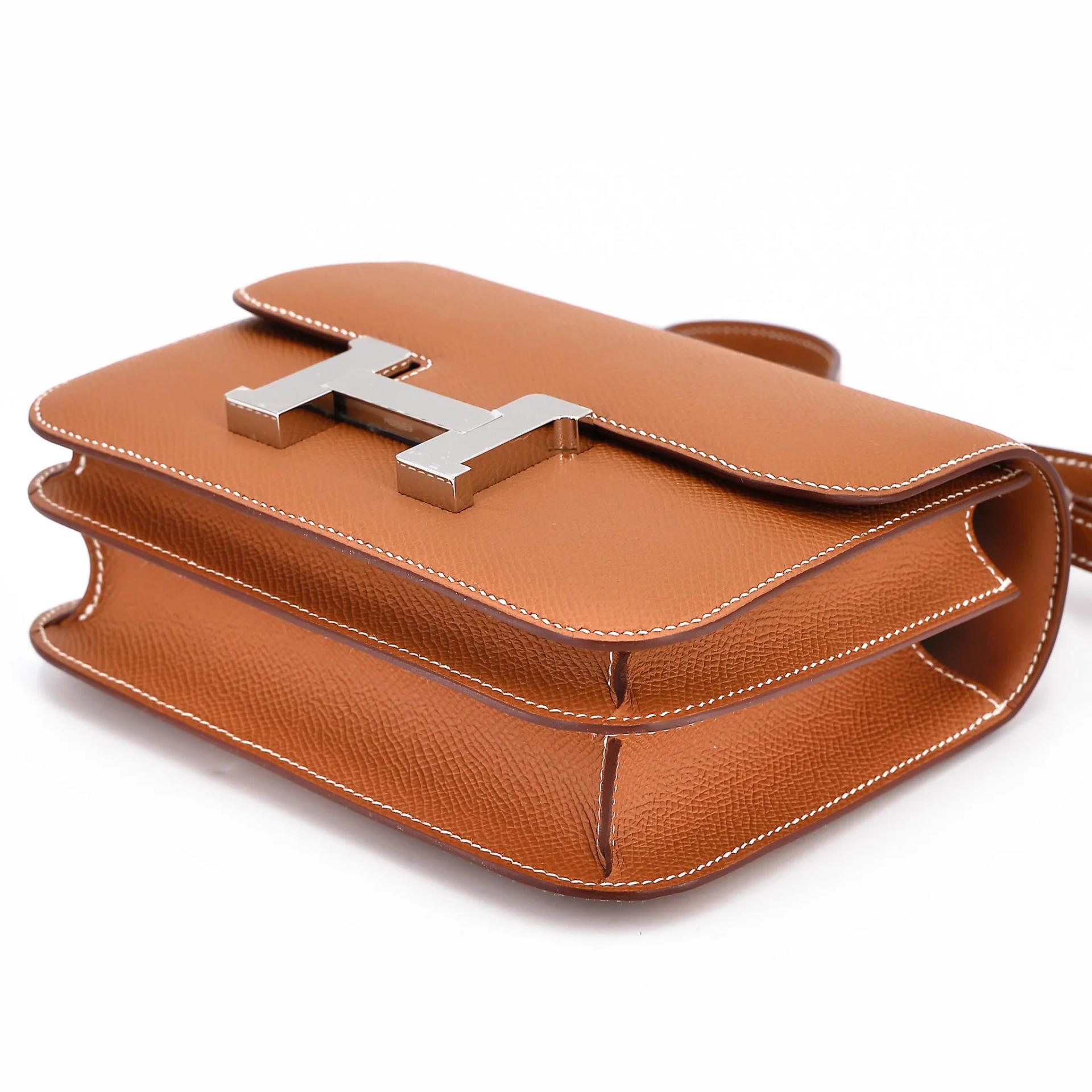 Brand New ( Rank N ) HERMÈS Constance Mini 19 Mirror Gold (37) Epsom Palladium hardware G (2026) - 4