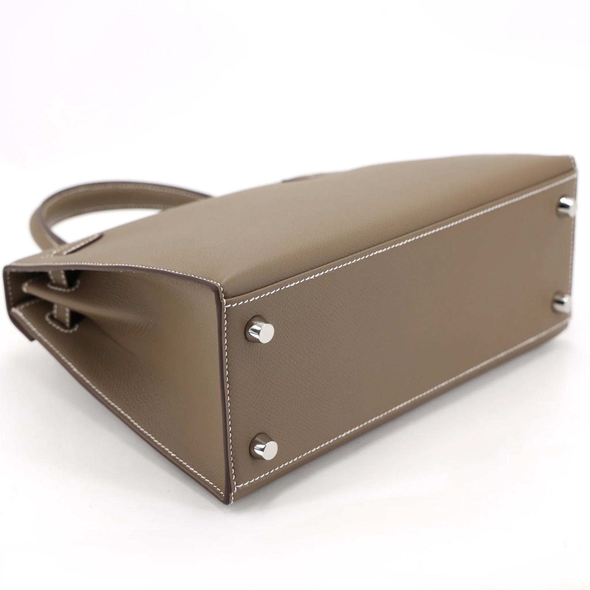 Brand New ( Rank N ) HERMÈS Kelly 25 Sellier Etoupe (18) Epsom Palladium hardware G (2026) - 6
