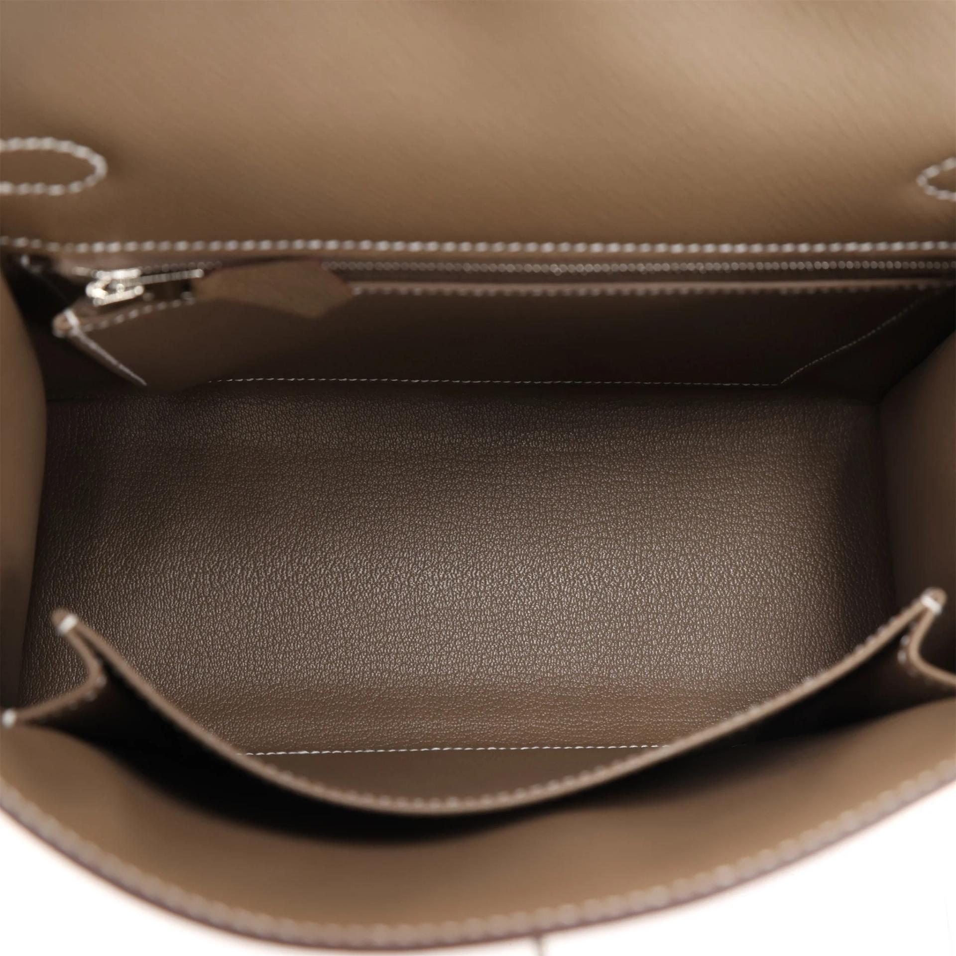 Brand New ( Rank N ) HERMÈS Kelly 25 Sellier Etoupe (18) Epsom Palladium hardware G (2026) - 11