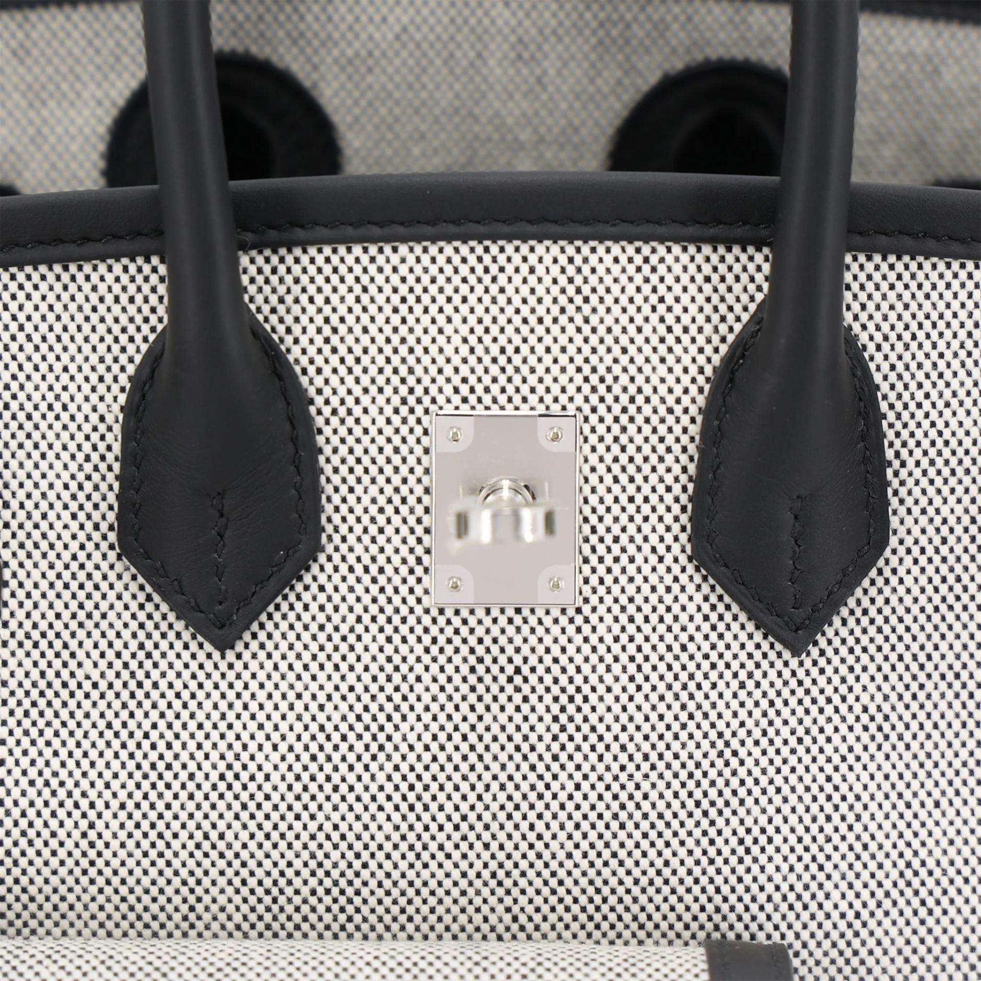 Brand New ( Rank N ) HERMÈS Limited Edition Birkin Cargo 25 Noir (89) Ecru Toile H canvas Swift Palladium hardware K (2025) - 10