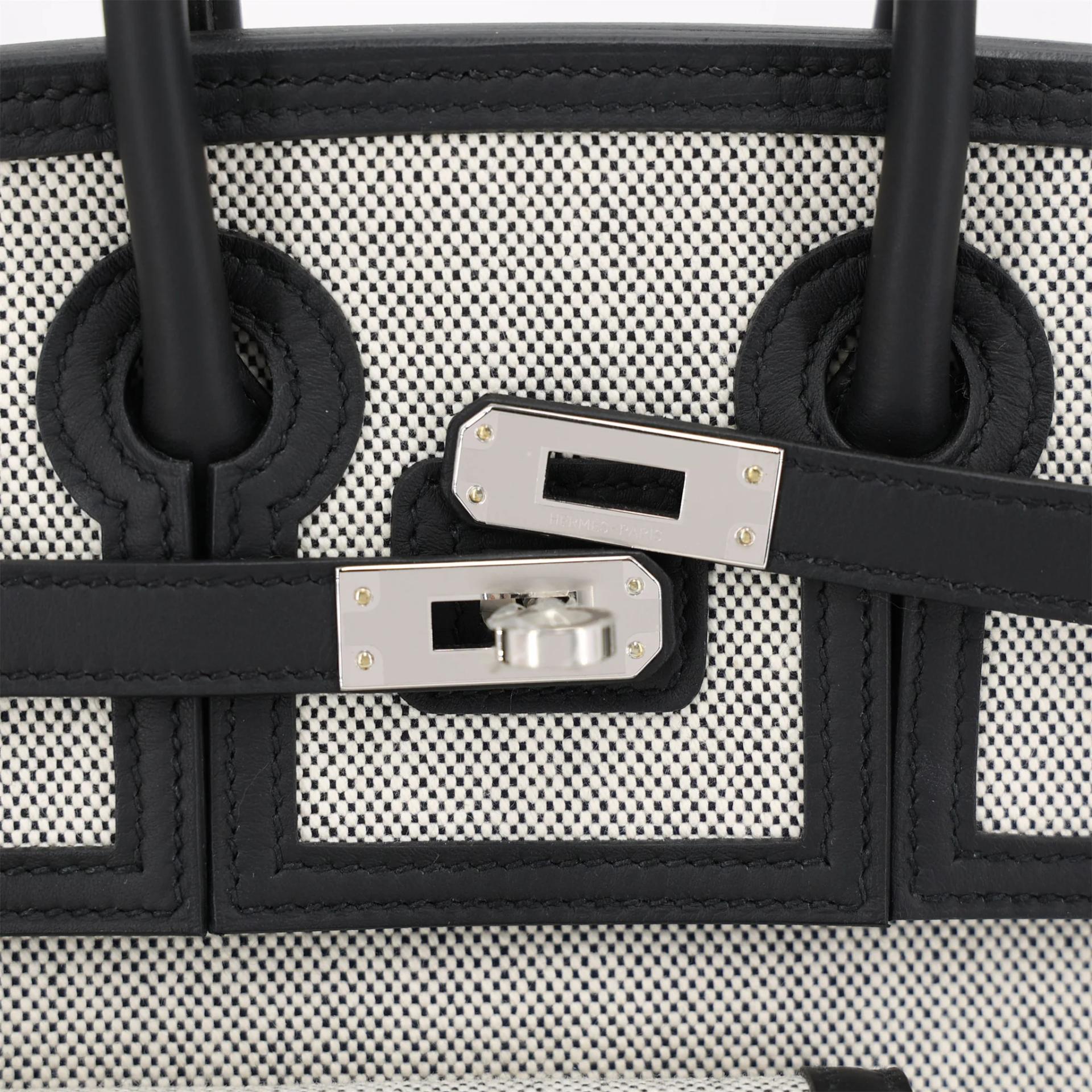 Brand New ( Rank N ) HERMÈS Limited Edition Birkin Cargo 25 Noir (89) Ecru Toile H canvas Swift Palladium hardware K (2025) - 8