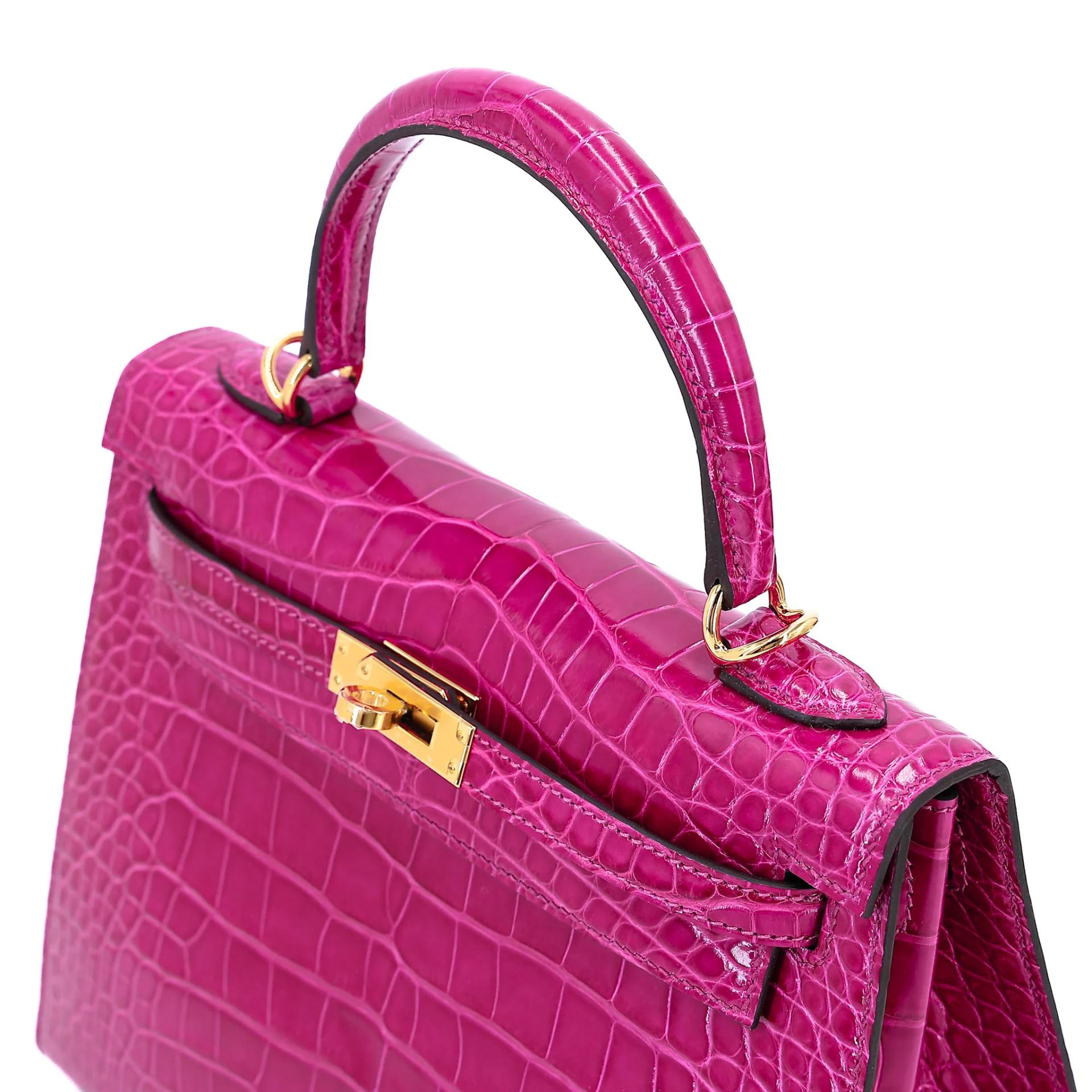 Brand New ( Rank N ) HERMÈS Kelly 25 Sellier Rose Scheherazade (J5) Shiny Alligator Gold hardware K (2025) - 3