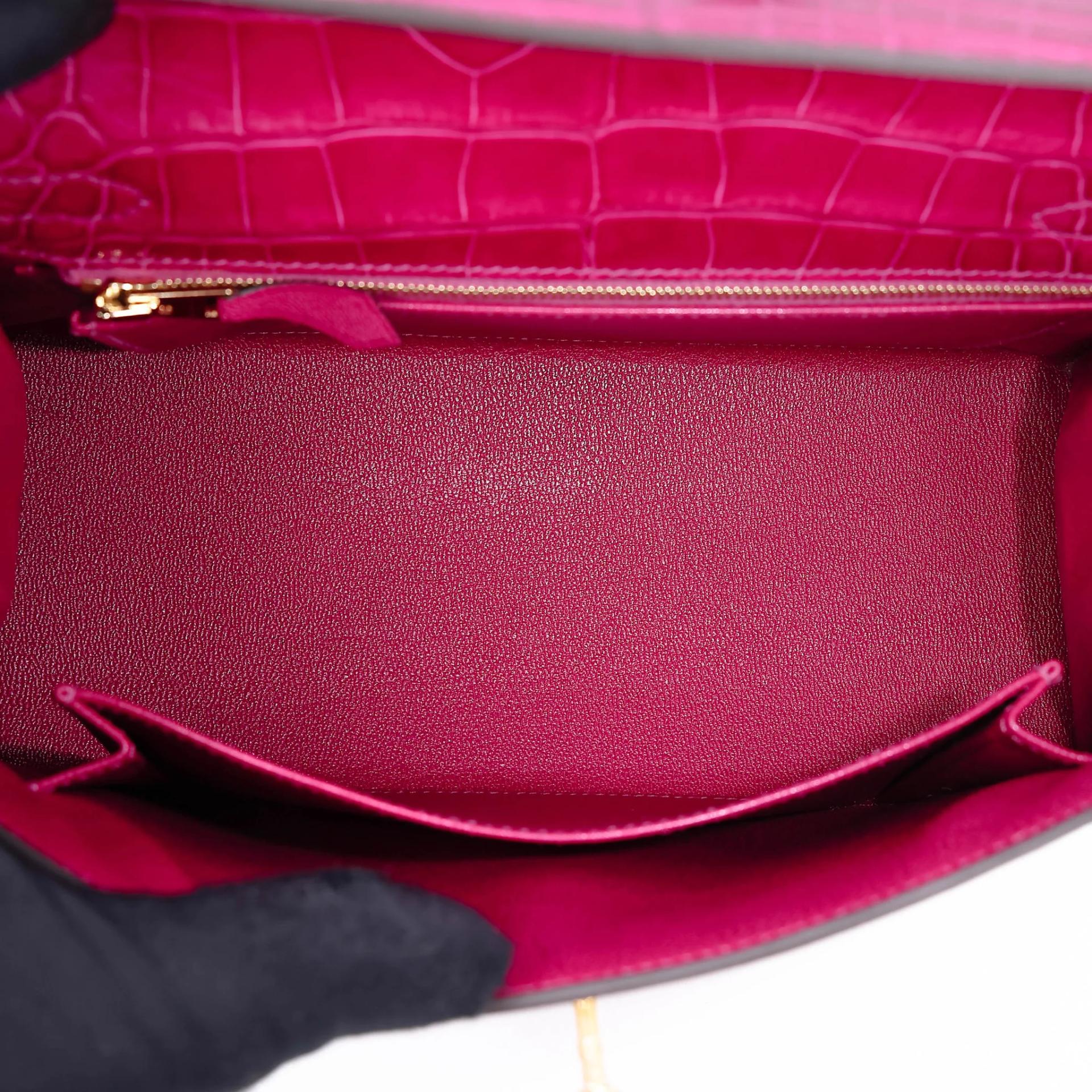 Brand New ( Rank N ) HERMÈS Kelly 25 Sellier Rose Scheherazade (J5) Shiny Alligator Gold hardware K (2025) - 19