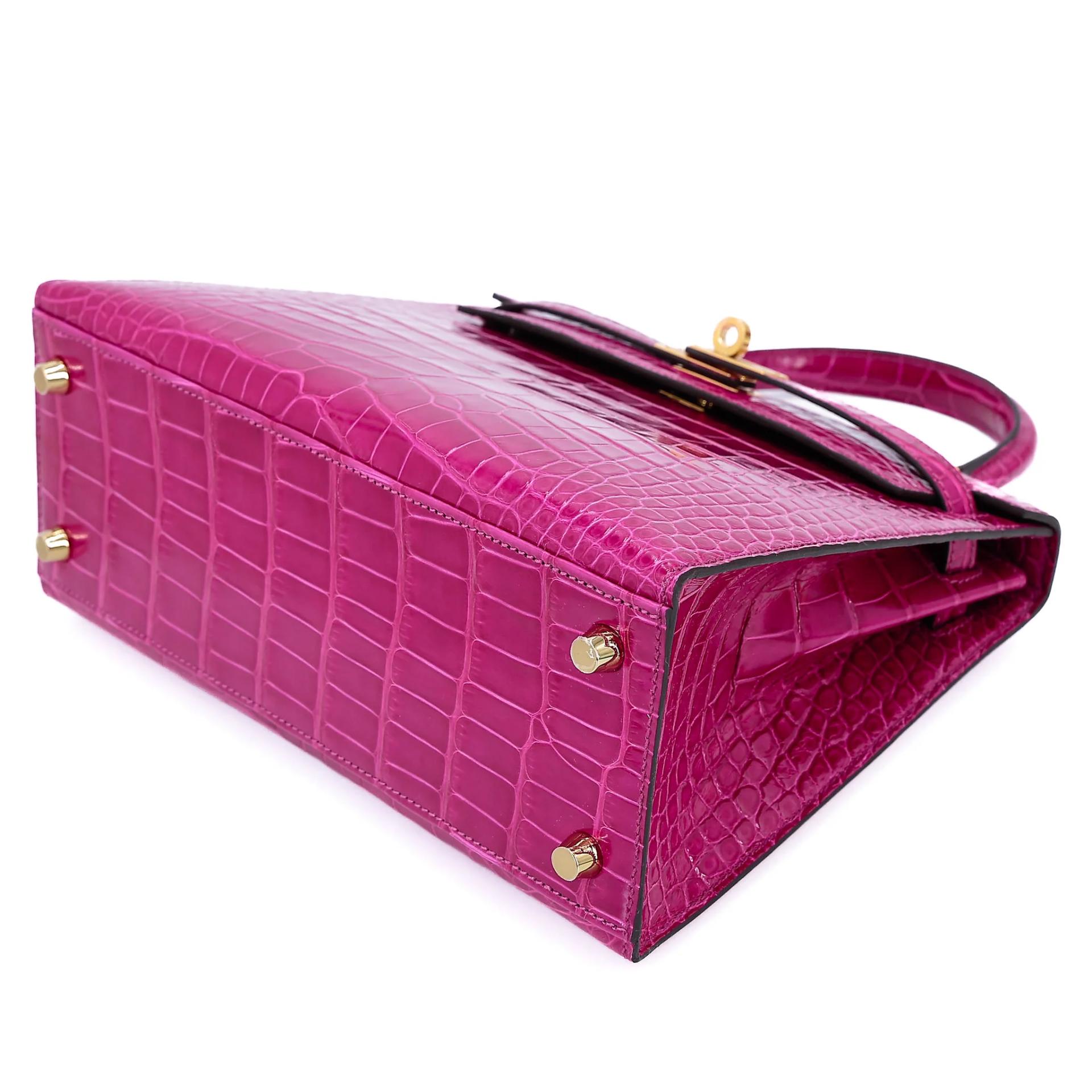 Brand New ( Rank N ) HERMÈS Kelly 25 Sellier Rose Scheherazade (J5) Shiny Alligator Gold hardware K (2025) - 4
