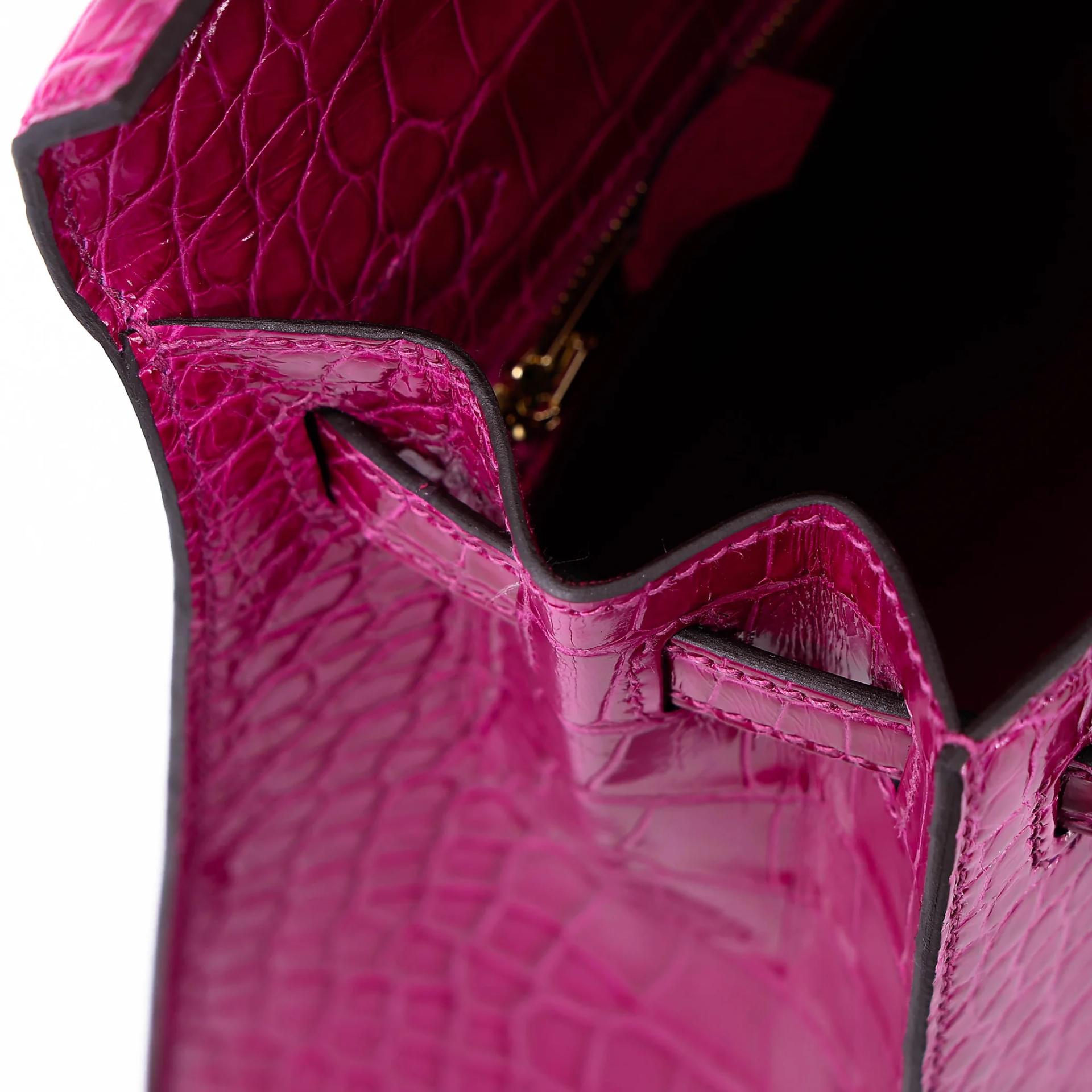 Brand New ( Rank N ) HERMÈS Kelly 25 Sellier Rose Scheherazade (J5) Shiny Alligator Gold hardware K (2025) - 18