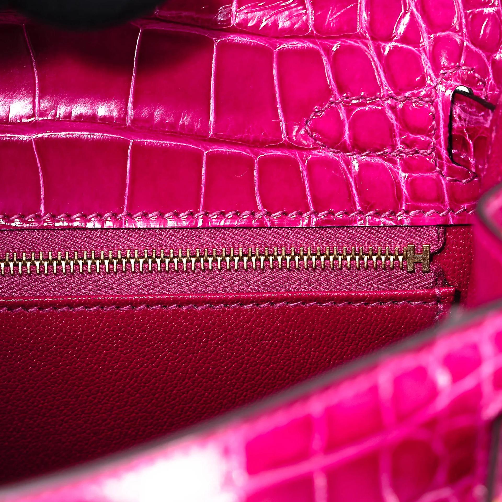Brand New ( Rank N ) HERMÈS Kelly 25 Sellier Rose Scheherazade (J5) Shiny Alligator Gold hardware K (2025) - 15