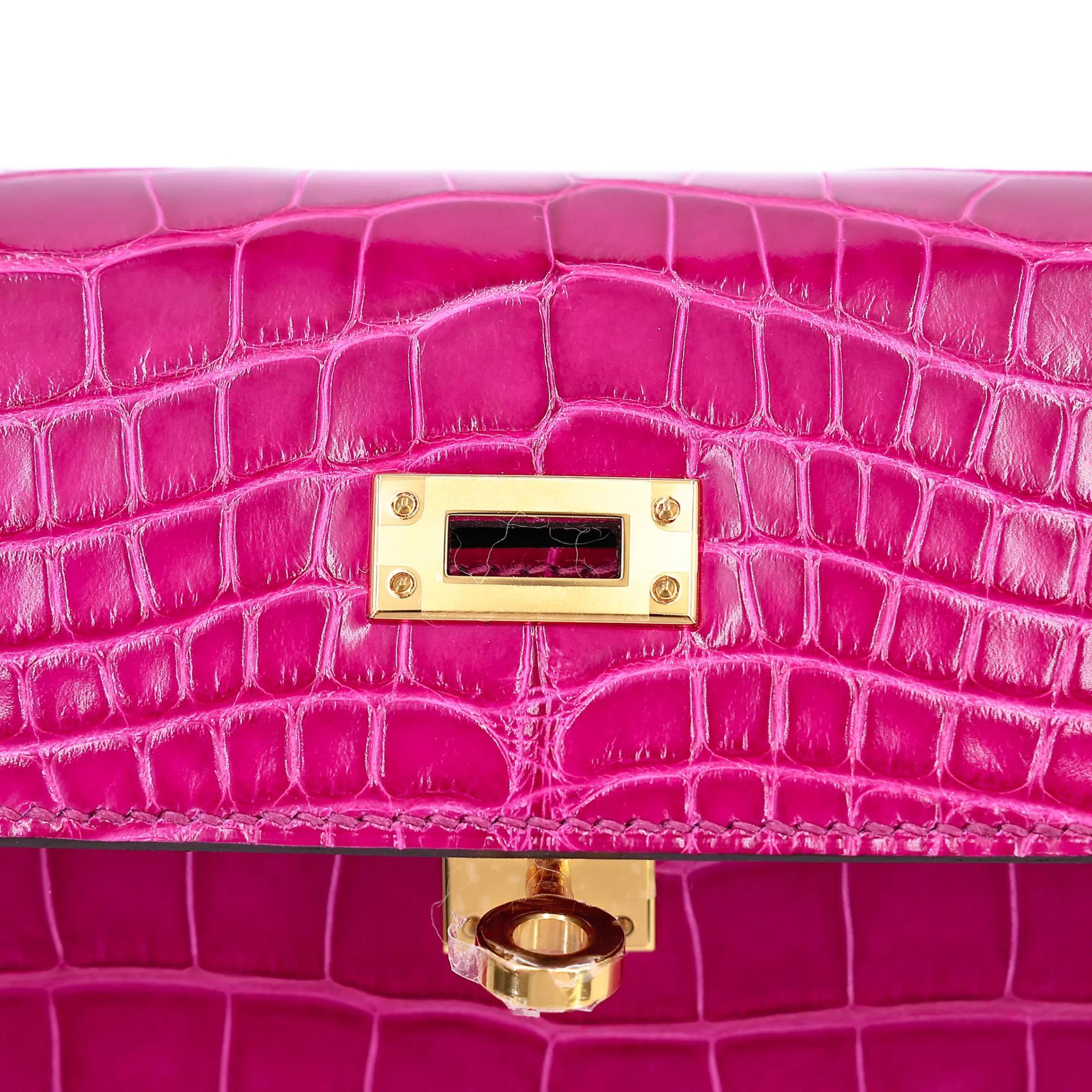 Brand New ( Rank N ) HERMÈS Kelly 25 Sellier Rose Scheherazade (J5) Shiny Alligator Gold hardware K (2025) - 10