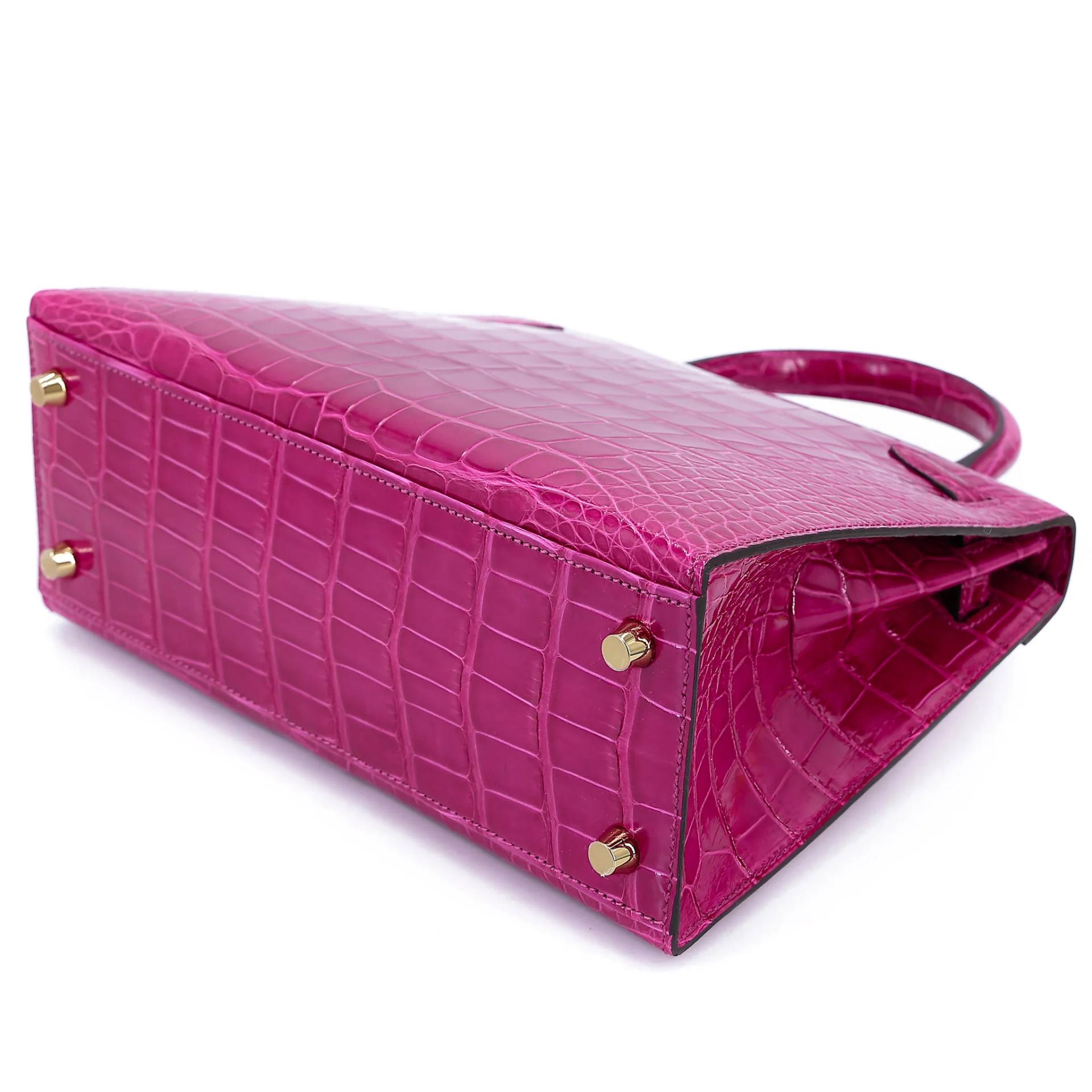 Brand New ( Rank N ) HERMÈS Kelly 25 Sellier Rose Scheherazade (J5) Shiny Alligator Gold hardware K (2025) - 6